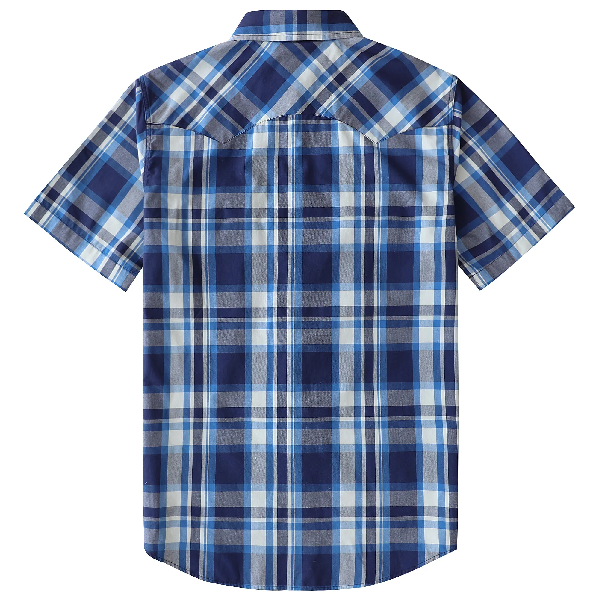 Dubinik® Men's Pearl Snap Sawtooth Pocket Western Plaid Shirt Short Sleeve#47003 sold by Dubinik product image thumbnail 2