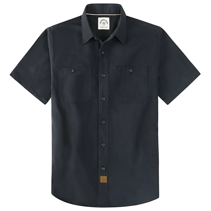 Dubinik® Black Solid Mens Short Sleeve Casual Cotton Regular Fit Lightweight Pocket Chambray Mens Short Sleeve#0057013 made by Dubinik