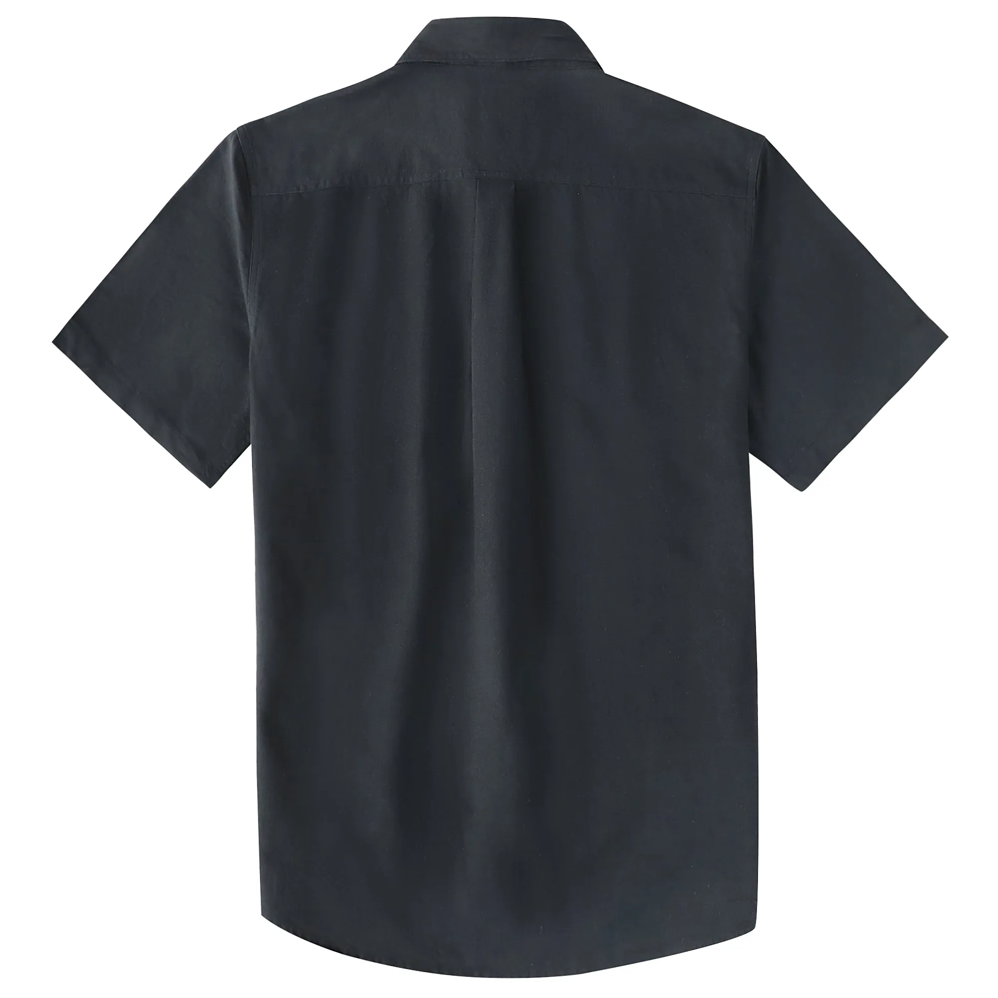 Dubinik® Black Solid Mens Short Sleeve Casual Cotton Regular Fit Lightweight Pocket Chambray Mens Short Sleeve#0057013 sold by Dubinik product image thumbnail 2