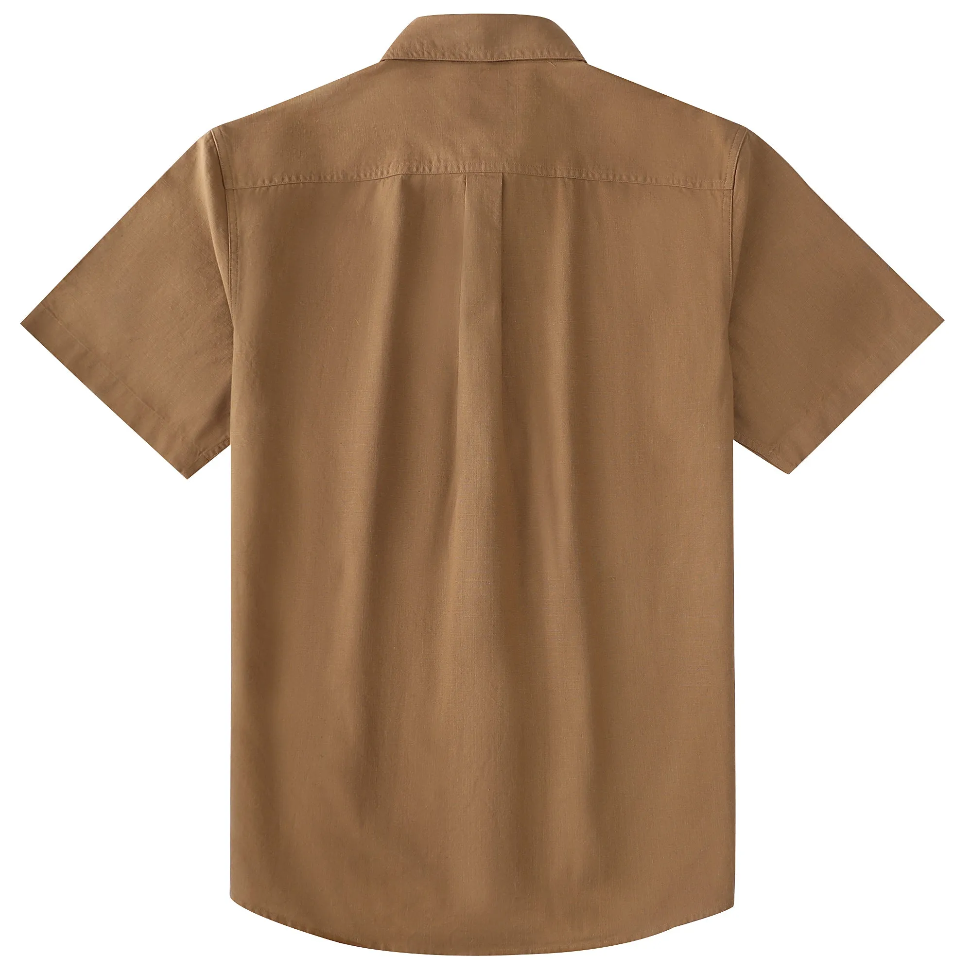 Dubinik® Dark Brown Solid Mens Short Sleeve Casual Cotton Regular Fit Lightweight Pocket Chambray Mens Short Sleeve#0057011 sold by Dubinik product image thumbnail 2