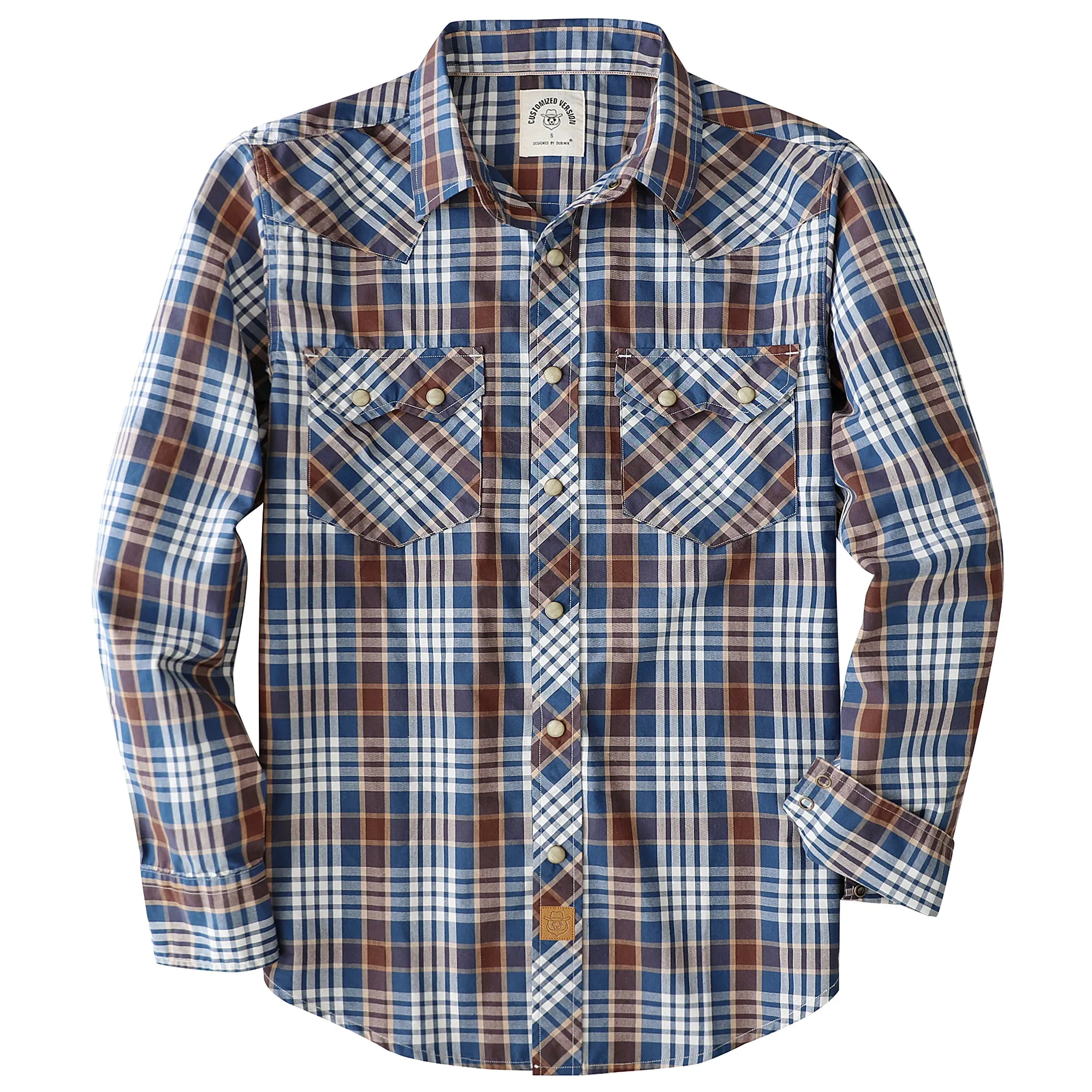 Dubinik® 4.1oz Pearl Snap Shirts For Men Long Sleeve Lightweight Casual Western Plaid Cowboy Cotton Vintage Work Shirt#48027 sold by Dubinik