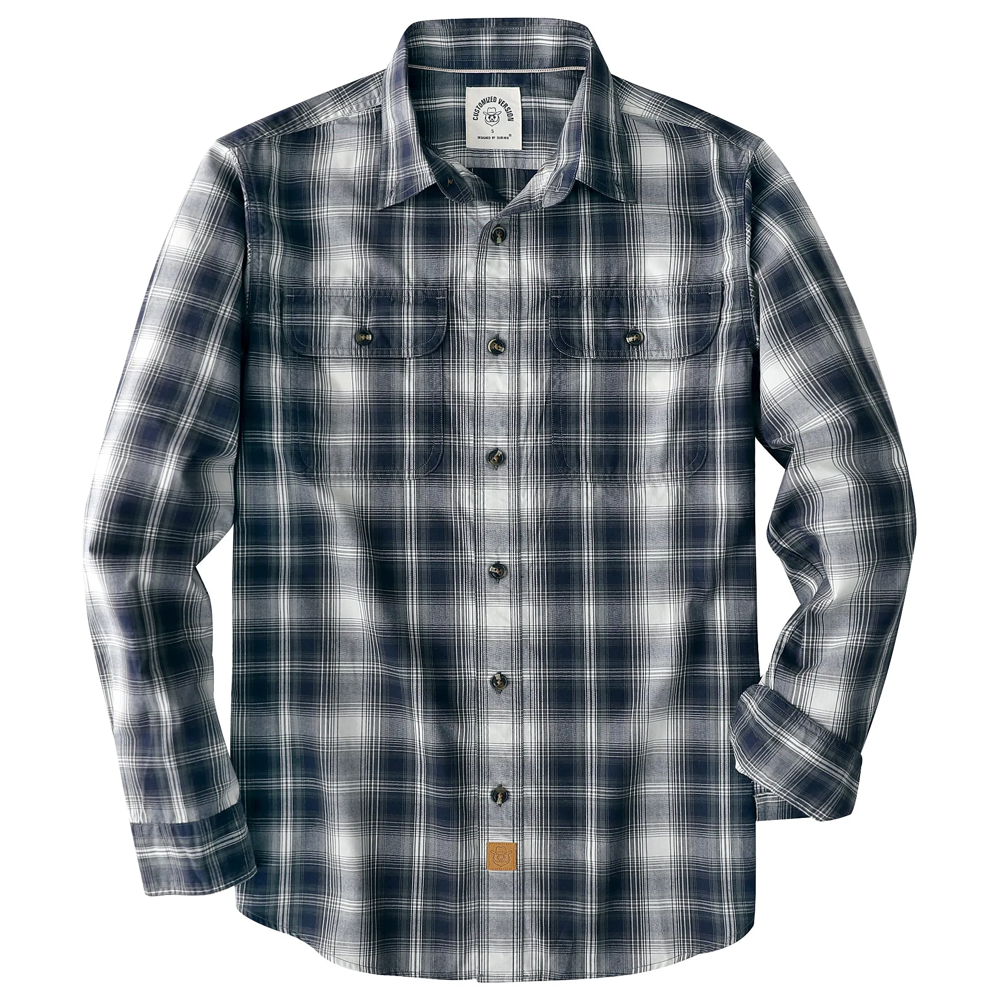 Dubinik® 4.1oz Mens Long Sleeve Button Down Shirts Casual Plaid Shirt with Practical Double Pockets Comfortable and Soft#0050019 sold by Dubinik