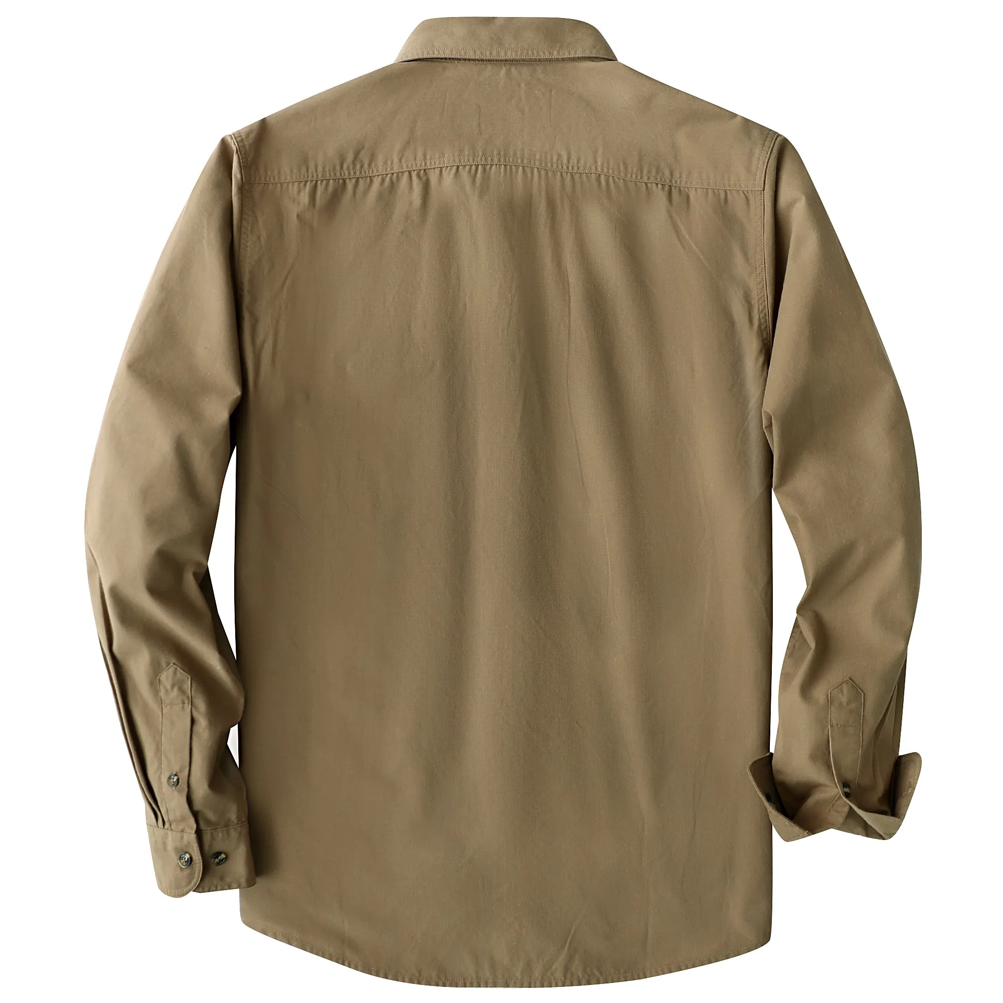 Dubinik® 4.1oz Mens Long Sleeve Button Down Solid Khaki Shirts Casual Plaid Shirt with Practical Double Pockets Comfortable and Soft#0050030 sold by Dubinik product image thumbnail 2