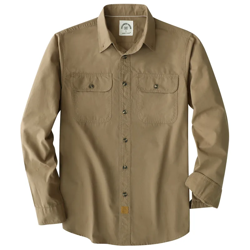 Dubinik® 4.1oz Mens Long Sleeve Button Down Solid Khaki Shirts Casual Plaid Shirt with Practical Double Pockets Comfortable and Soft#0050030 made by Dubinik