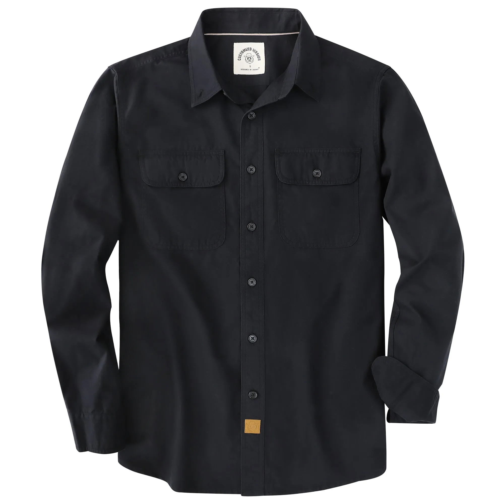 Dubinik® 4.1oz Mens Long Sleeve Button Down Solid Black Shirts Casual Plaid Shirt with Practical Double Pockets Comfortable and Soft#0050028 sold by Dubinik