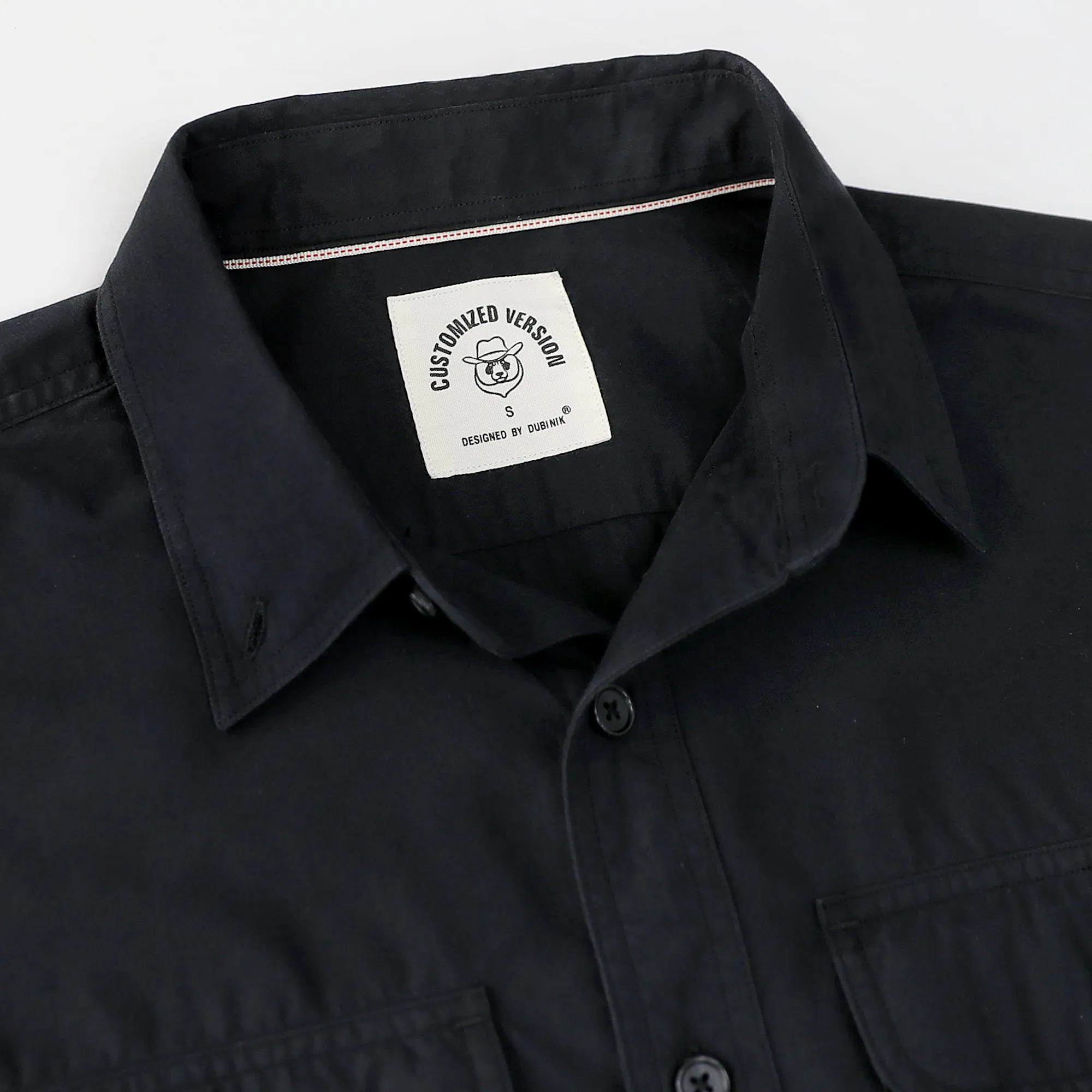 Dubinik® 4.1oz Mens Long Sleeve Button Down Solid Black Shirts Casual Plaid Shirt with Practical Double Pockets Comfortable and Soft#0050028 sold by Dubinik product image thumbnail 3