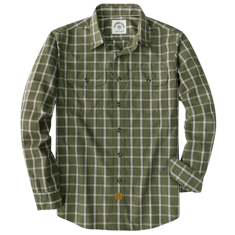 Dubinik® 4.1oz Mens Long Sleeve Button Down Green Shirts Casual Plaid Shirt with Practical Double Pockets Comfortable and Soft#0050026 made by Dubinik