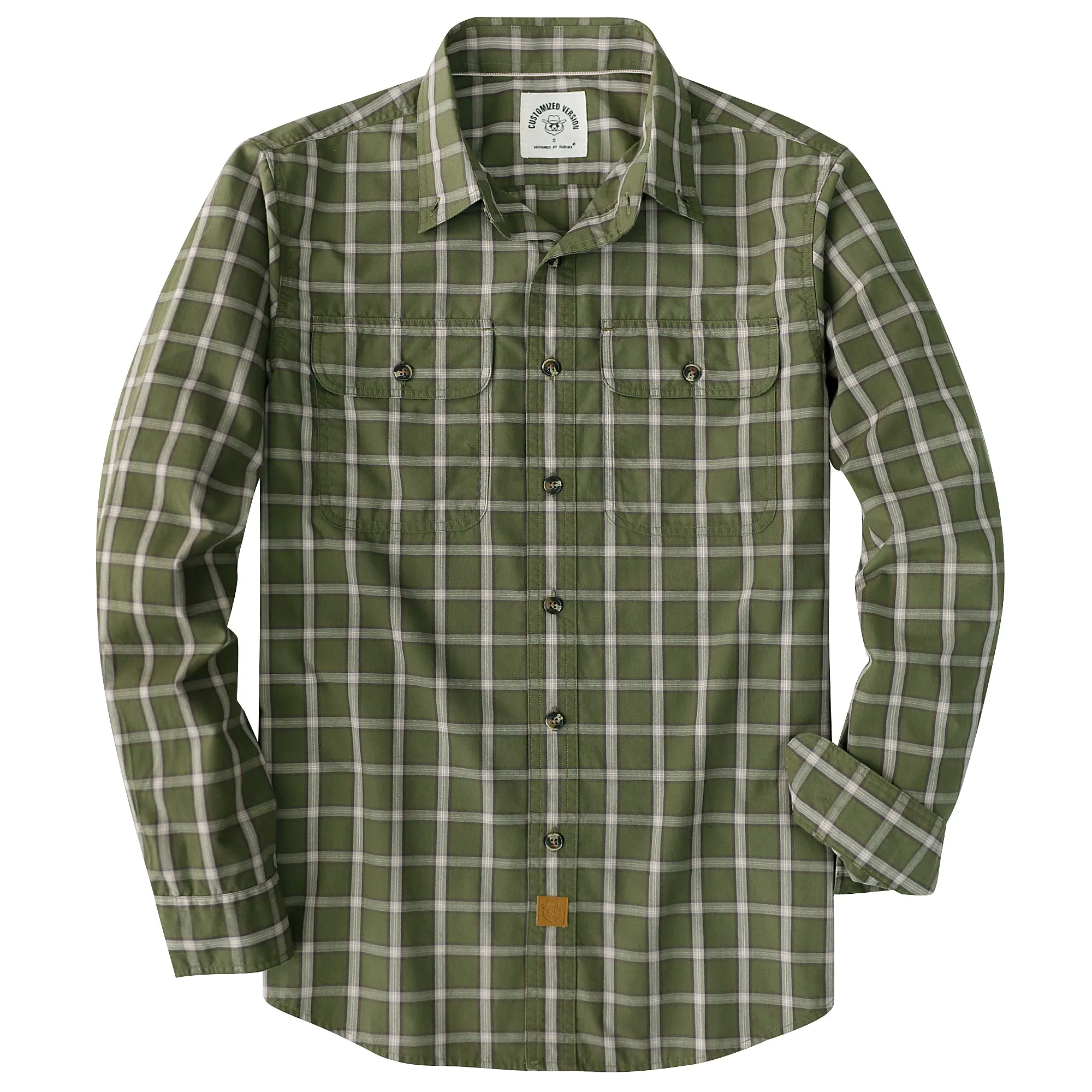 Dubinik® 4.1oz Mens Long Sleeve Button Down Green Shirts Casual Plaid Shirt with Practical Double Pockets Comfortable and Soft#0050026 sold by Dubinik