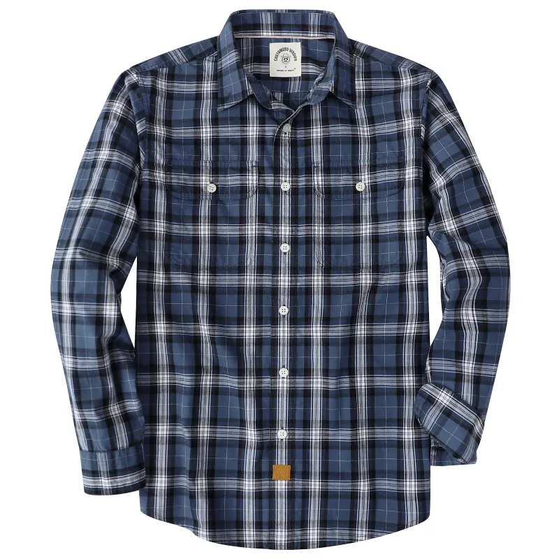 Dubinik® 4.1oz Mens Long Sleeve Button Down Shirts Casual Plaid Shirt with Practical Double Pockets Comfortable and Soft#0050015 made by Dubinik