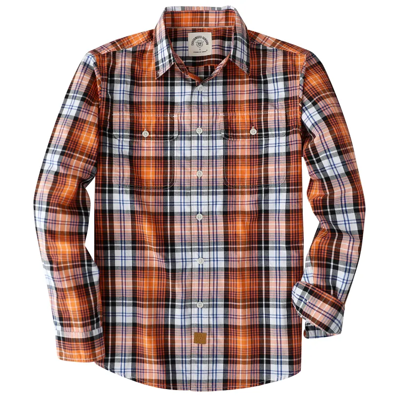Dubinik® 4.1oz Mens Long Sleeve Button Down Shirts Casual Plaid Shirt with Practical Double Pockets Comfortable and Soft#0050014 made by Dubinik