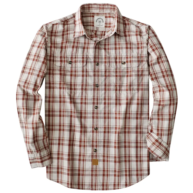 Dubinik® 4.1oz Mens Long Sleeve Button Down Shirts Casual Plaid Shirt with Practical Double Pockets Comfortable and Soft#0050013 made by Dubinik