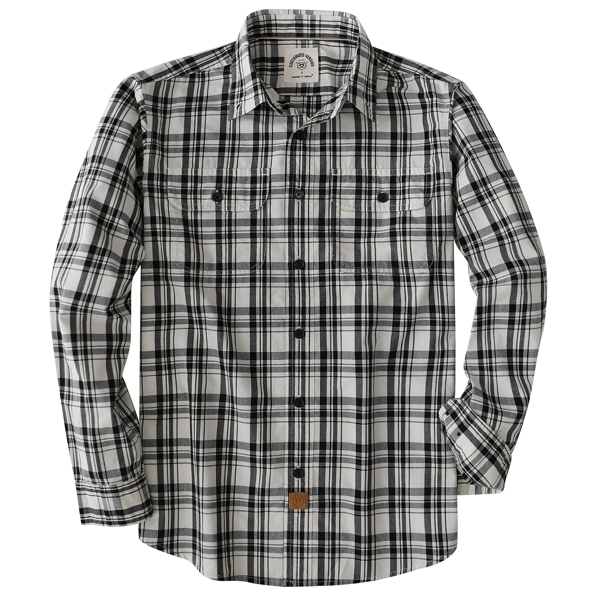 Dubinik® 4.1oz Mens Long Sleeve Shirts Casual Plaid Shirt with Practical Double Pockets Comfortable and Soft#0050009 sold by Dubinik