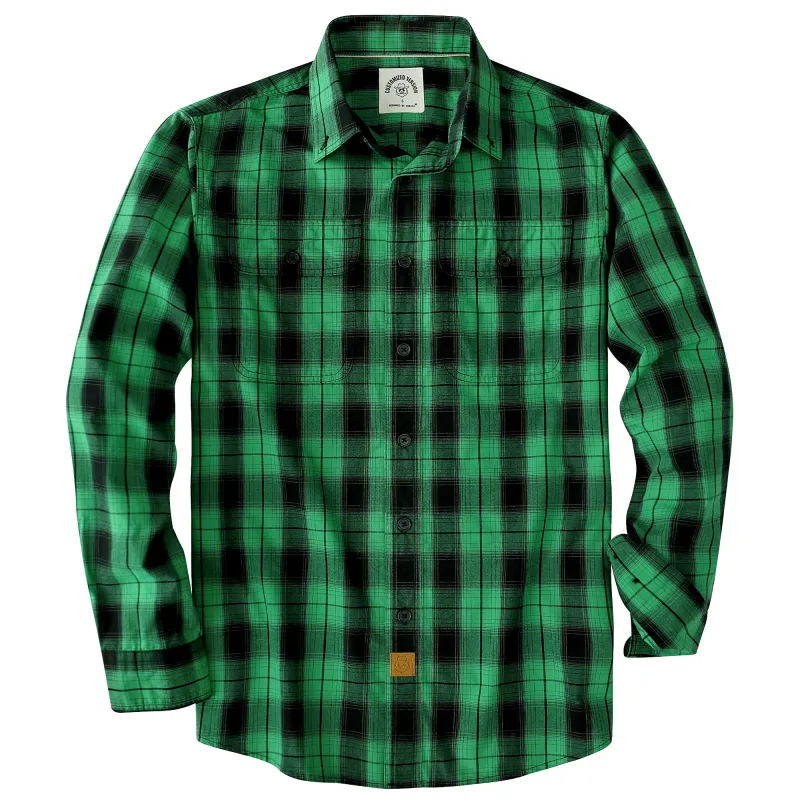 Dubinik® 4.1oz Mens Long Sleeve Button Down Green Shirts Casual Plaid Shirt with Practical Double Pockets Comfortable and Soft#0050001 made by Dubinik