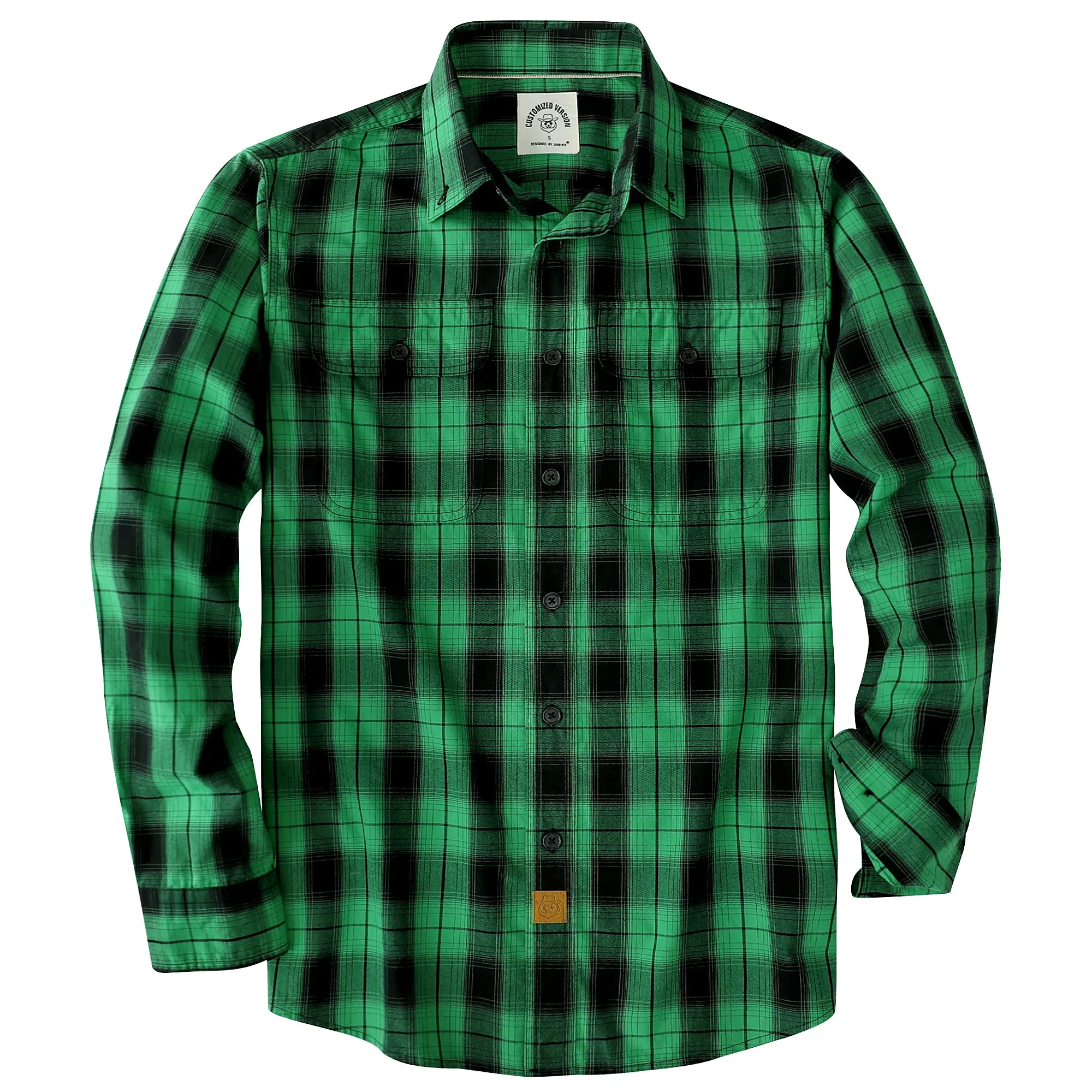Dubinik® 4.1oz Mens Long Sleeve Button Down Green Shirts Casual Plaid Shirt with Practical Double Pockets Comfortable and Soft#0050001 sold by Dubinik