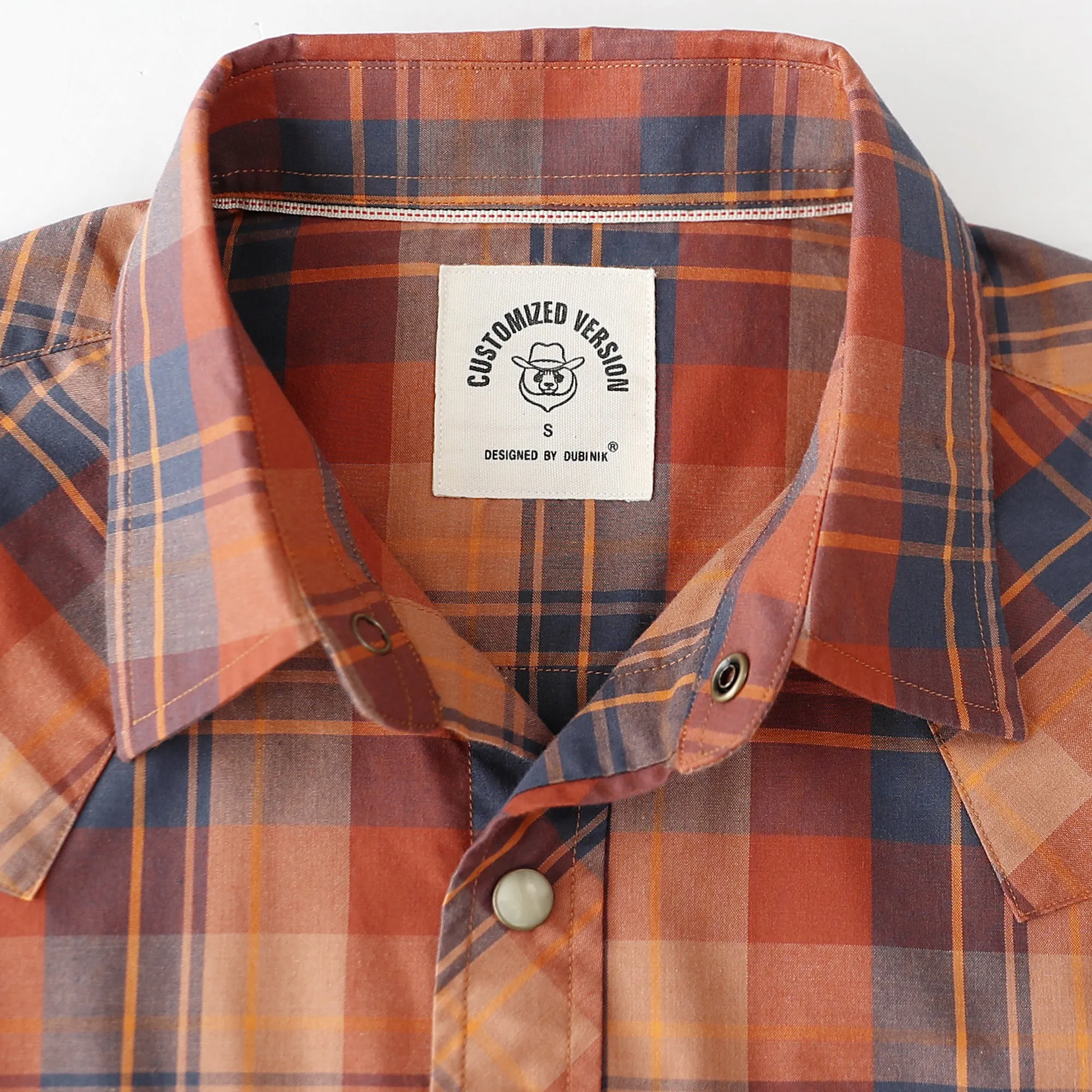 Dubinik® 4.1oz Pearl Snap Shirts For Men Long Sleeve Lightweight Casual Sawtooth Pocket Western Plaid Cowboy Cotton Vintage Work Shirt#48025 sold by Dubinik product image thumbnail 3