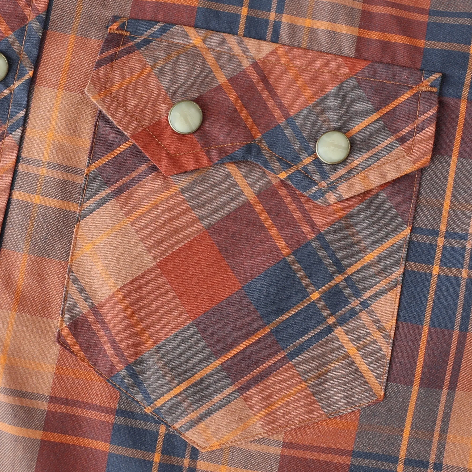Dubinik® 4.1oz Pearl Snap Shirts For Men Long Sleeve Lightweight Casual Sawtooth Pocket Western Plaid Cowboy Cotton Vintage Work Shirt#48025 sold by Dubinik product image thumbnail 4