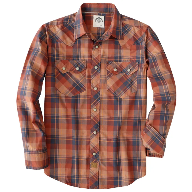 Dubinik® 4.1oz Pearl Snap Shirts For Men Long Sleeve Lightweight Casual Sawtooth Pocket Western Plaid Cowboy Cotton Vintage Work Shirt#48025 made by Dubinik