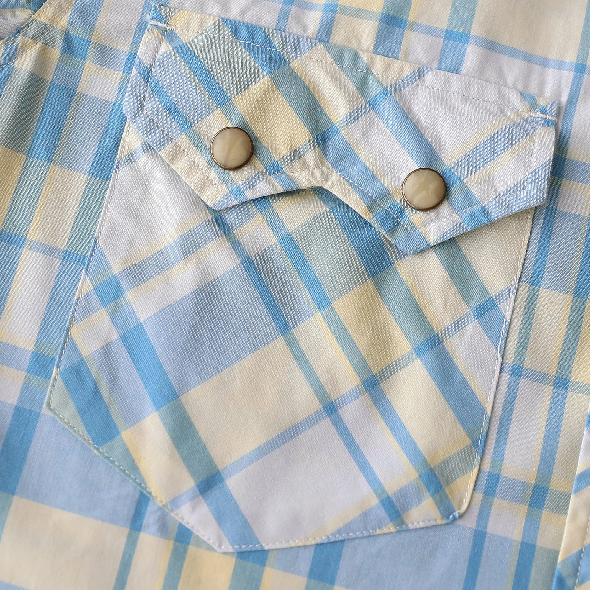 Dubinik® 4.1oz Pearl Snap Shirts For Men Long Sleeve Lightweight Casual Western Plaid Cowboy Cotton Vintage Work Shirt#48022 sold by Dubinik product image thumbnail 4