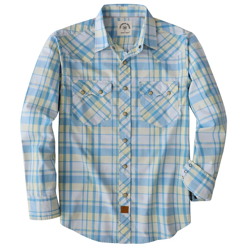 Dubinik® 4.1oz Pearl Snap Shirts For Men Long Sleeve Lightweight Casual Western Plaid Cowboy Cotton Vintage Work Shirt#48022 made by Dubinik