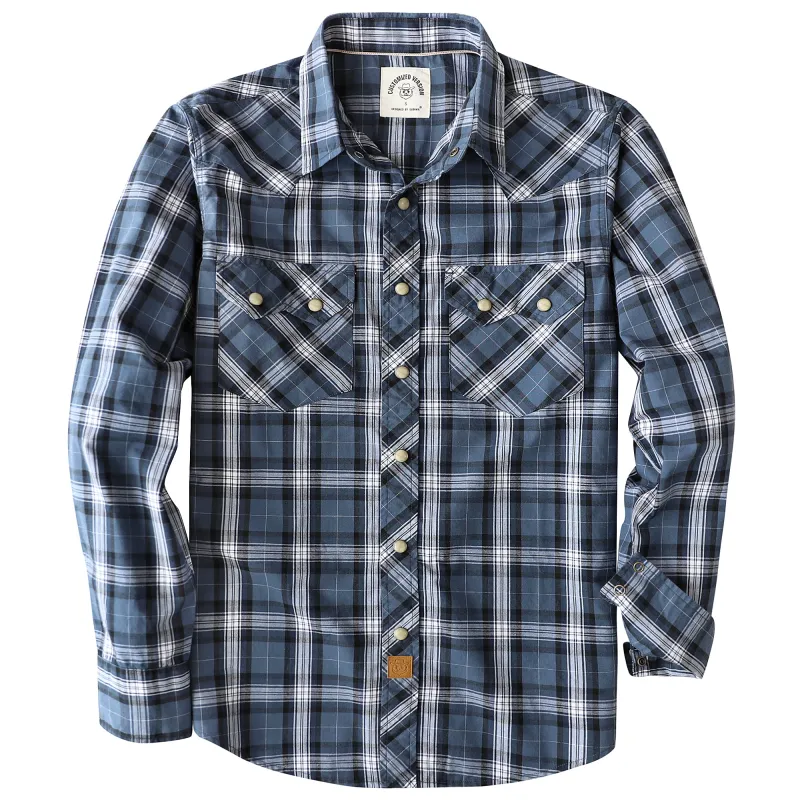 Dubinik® 4.1oz Pearl Snap Shirts For Men Long Sleeve Lightweight Casual Western Plaid Cowboy Cotton Vintage Work Shirt#48015 made by Dubinik