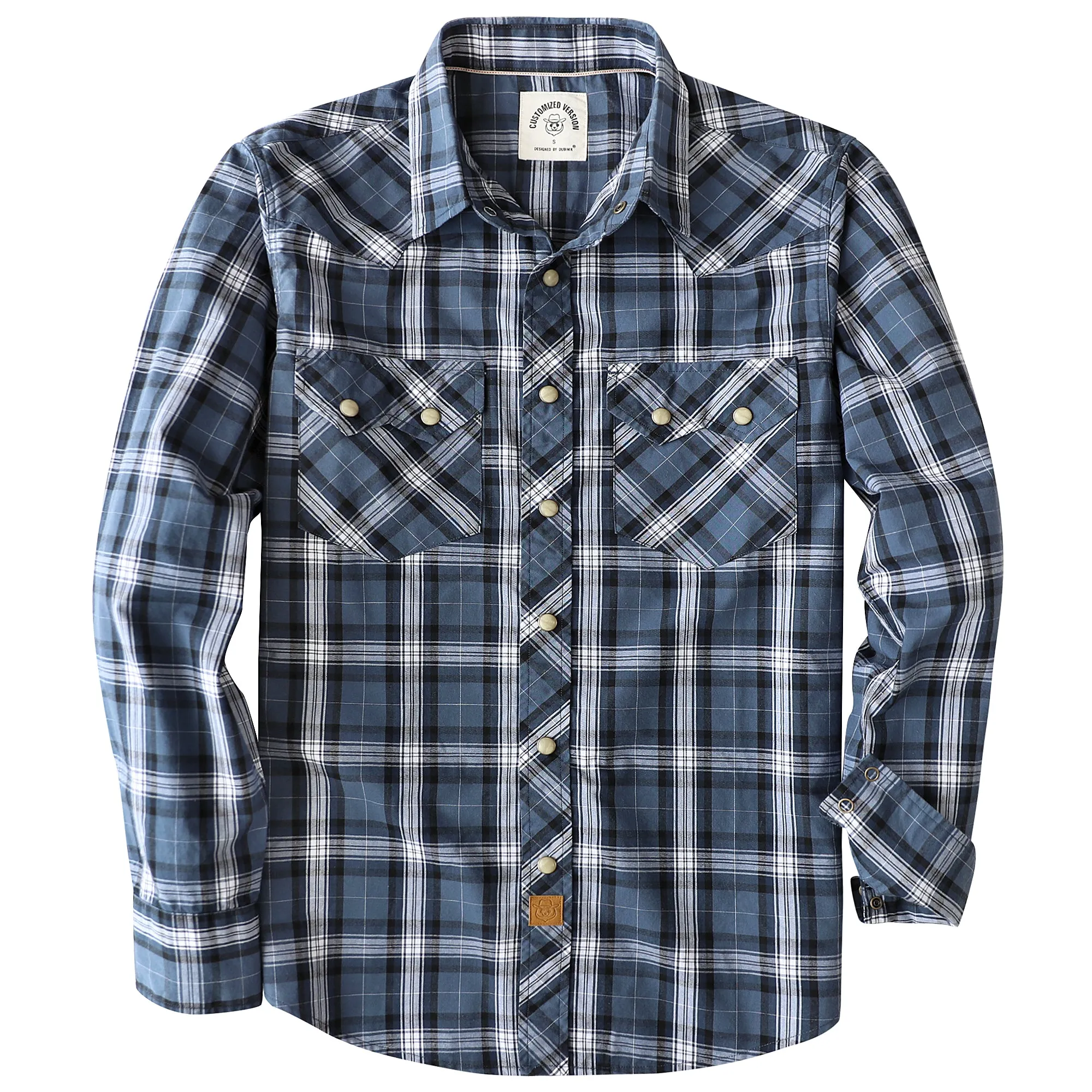 Dubinik® 4.1oz Pearl Snap Shirts For Men Long Sleeve Lightweight Casual Western Plaid Cowboy Cotton Vintage Work Shirt#48015 sold by Dubinik