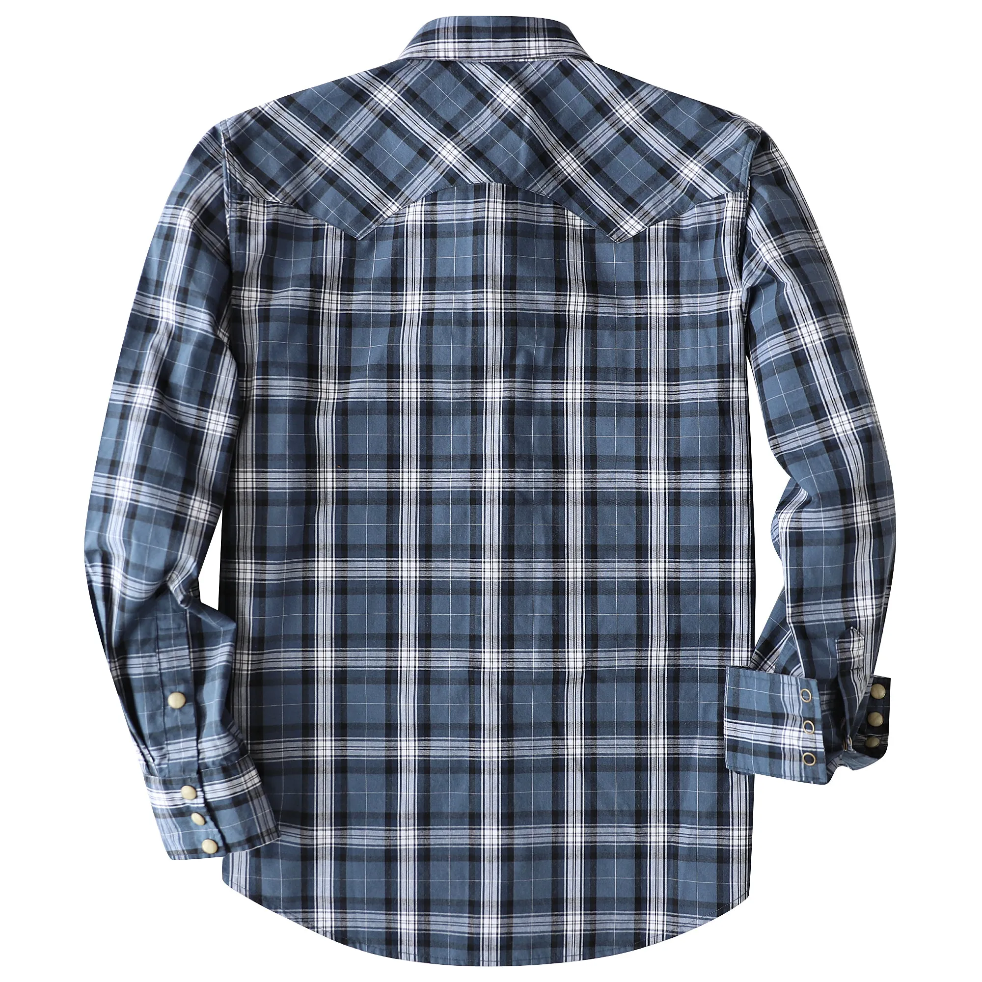 Dubinik® 4.1oz Pearl Snap Shirts For Men Long Sleeve Lightweight Casual Western Plaid Cowboy Cotton Vintage Work Shirt#48015 sold by Dubinik product image thumbnail 2