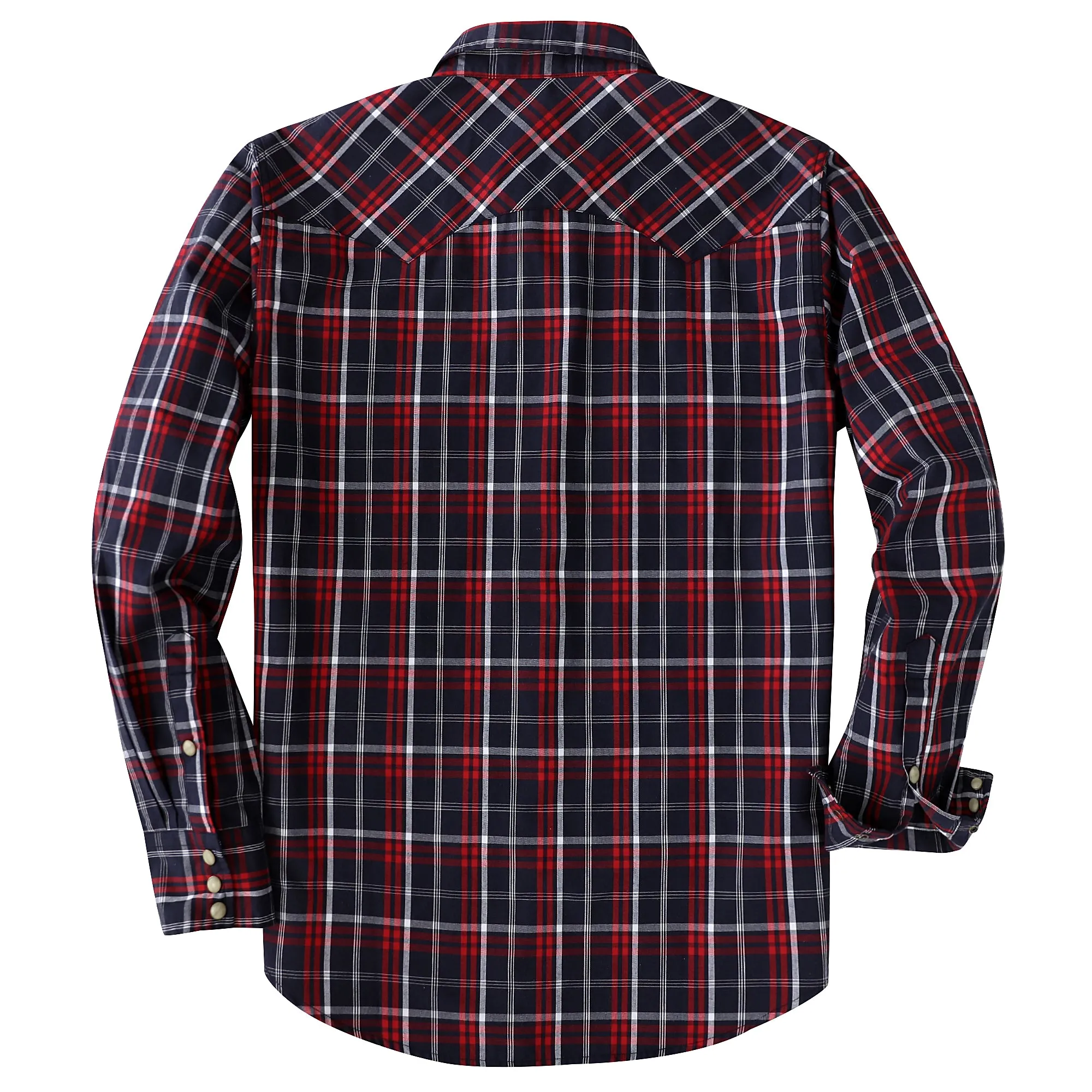 Dubinik® 4.1oz Pearl Snap Shirts For Men Long Sleeve Lightweight Casual Western Plaid Cowboy Cotton Vintage Work Shirt#48007 sold by Dubinik product image thumbnail 2