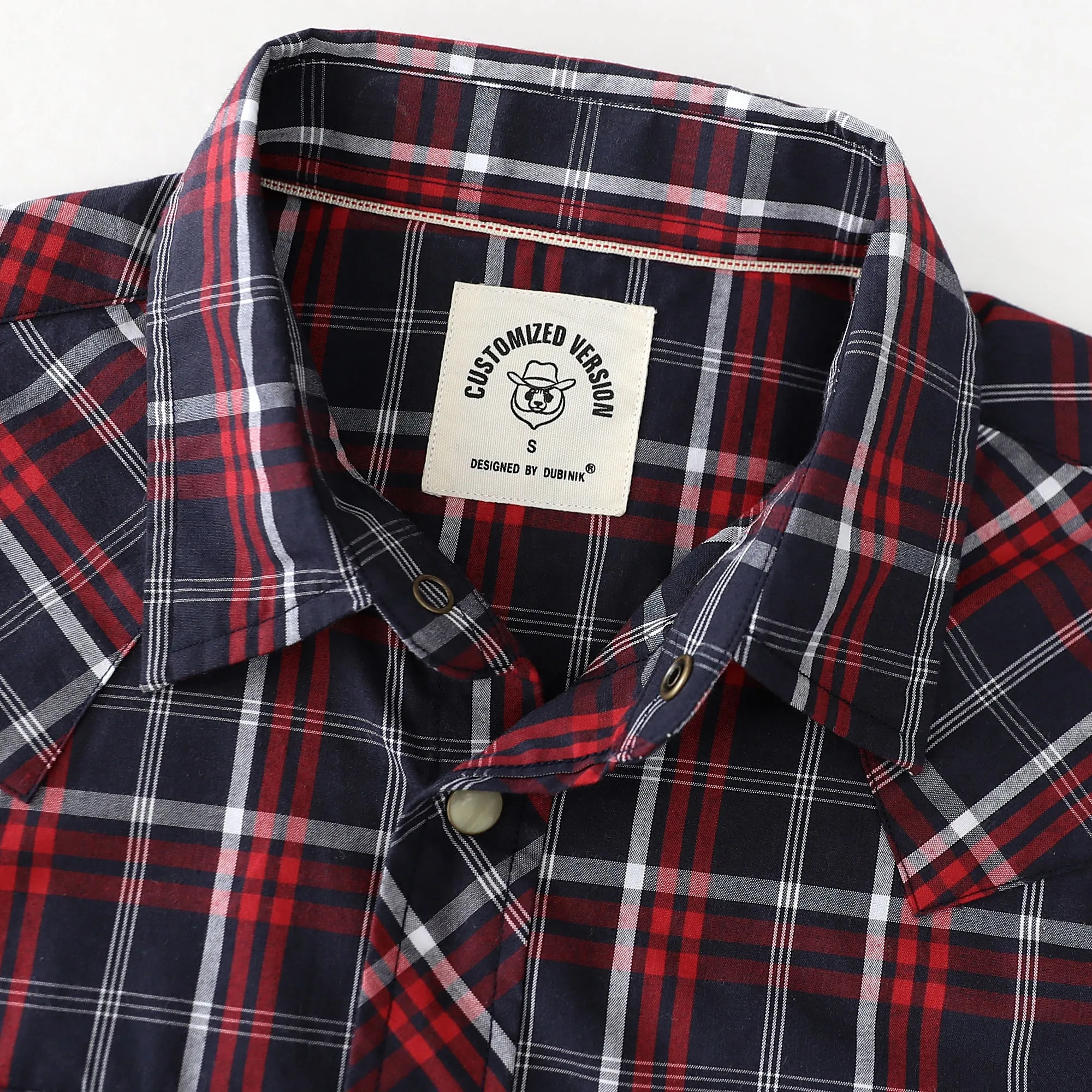 Dubinik® 4.1oz Pearl Snap Shirts For Men Long Sleeve Lightweight Casual Western Plaid Cowboy Cotton Vintage Work Shirt#48007 sold by Dubinik product image thumbnail 3
