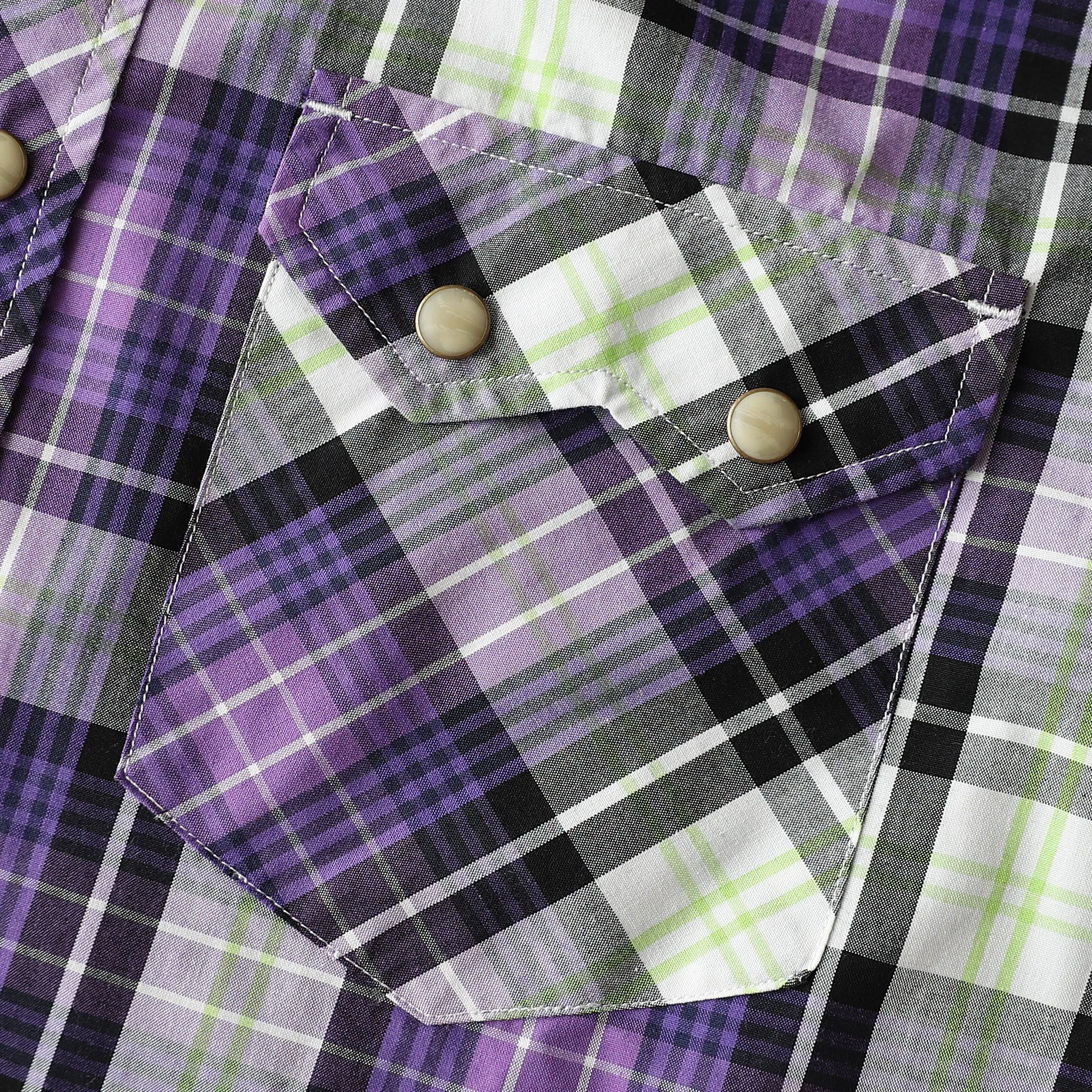 Dubinik® 4.1oz Pearl Snap Shirts For Men Long Sleeve Lightweight Casual Western Plaid Cowboy Cotton Vintage Work Shirt#48002 sold by Dubinik product image thumbnail 5