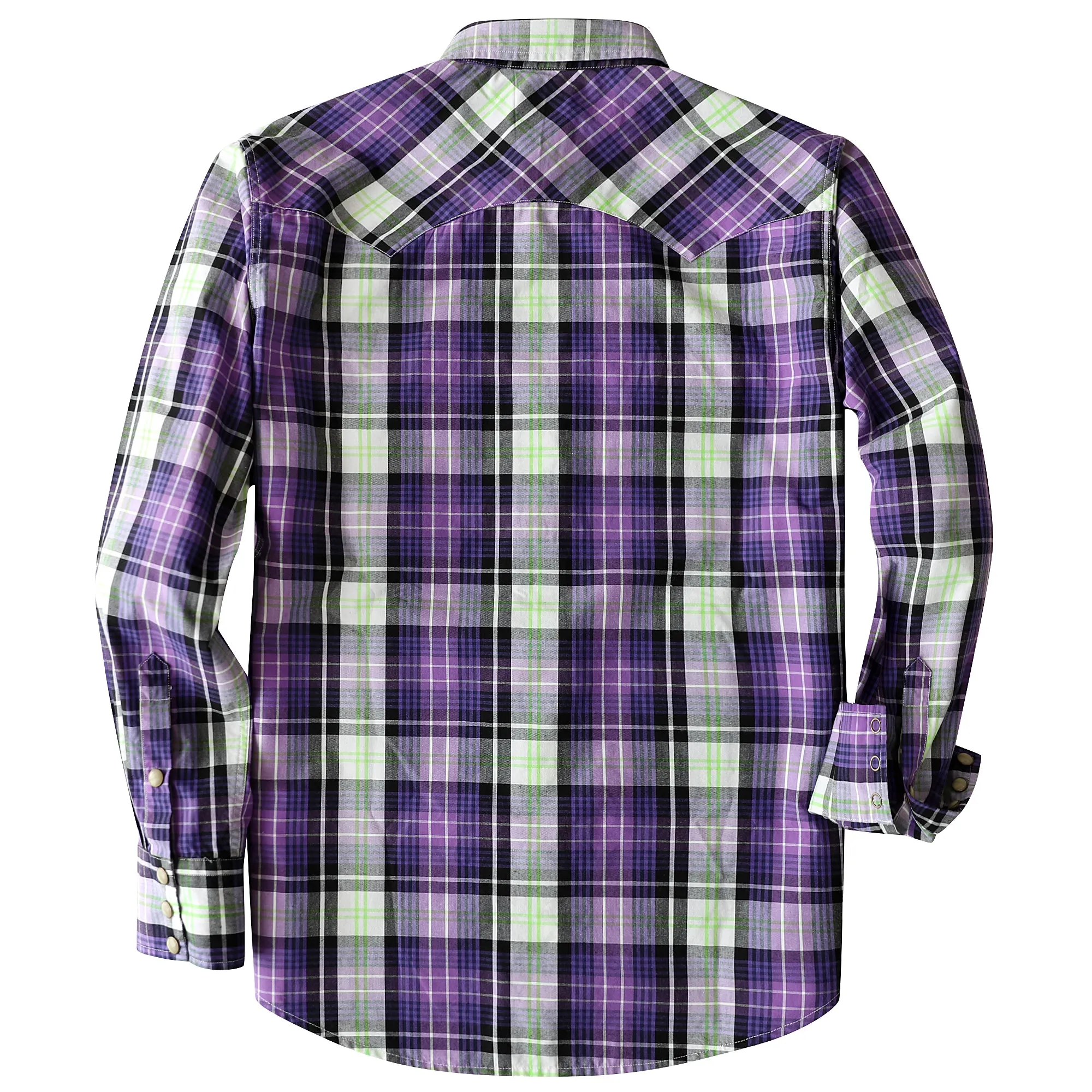 Dubinik® 4.1oz Pearl Snap Shirts For Men Long Sleeve Lightweight Casual Western Plaid Cowboy Cotton Vintage Work Shirt#48002 sold by Dubinik product image thumbnail 2
