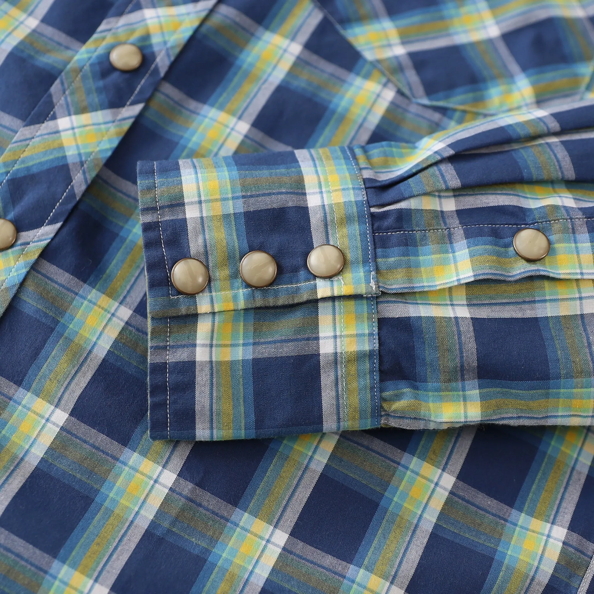 Dubinik® 4.1oz Pearl Snap Shirts For Men Long Sleeve Lightweight Casual Western Plaid Cowboy Cotton Vintage Work Shirt#48017 sold by Dubinik product image thumbnail 5