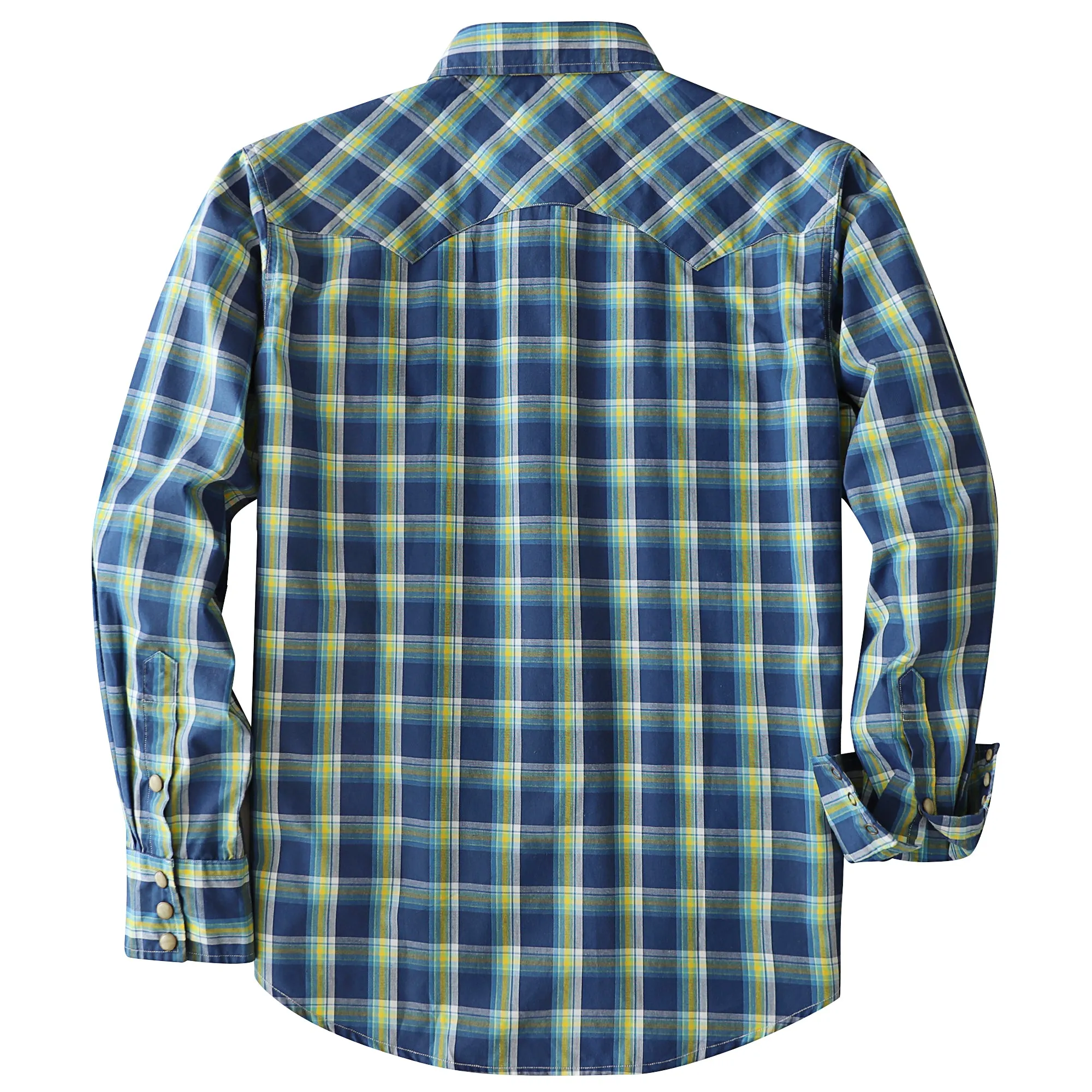 Dubinik® 4.1oz Pearl Snap Shirts For Men Long Sleeve Lightweight Casual Western Plaid Cowboy Cotton Vintage Work Shirt#48017 sold by Dubinik product image thumbnail 2