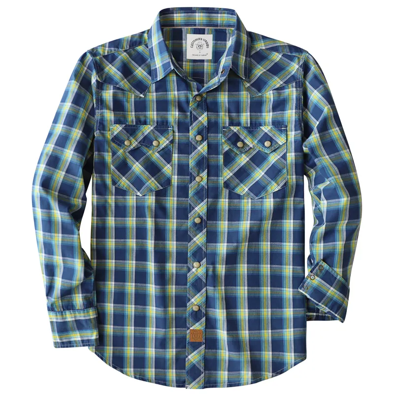 Dubinik® 4.1oz Pearl Snap Shirts For Men Long Sleeve Lightweight Casual Western Plaid Cowboy Cotton Vintage Work Shirt#48017 made by Dubinik