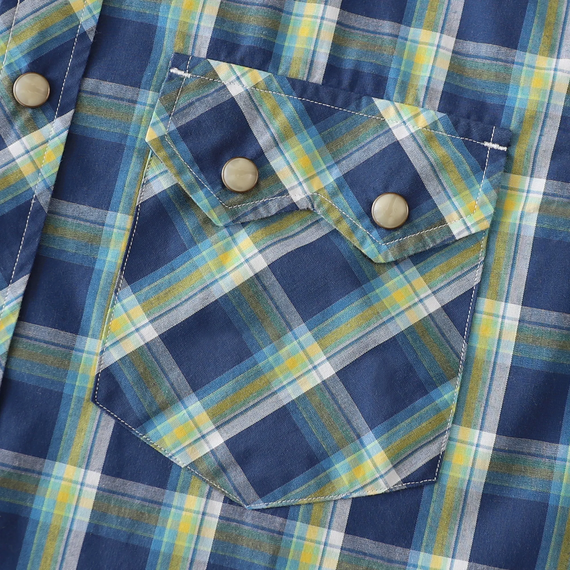 Dubinik® 4.1oz Pearl Snap Shirts For Men Long Sleeve Lightweight Casual Western Plaid Cowboy Cotton Vintage Work Shirt#48017 sold by Dubinik product image thumbnail 4