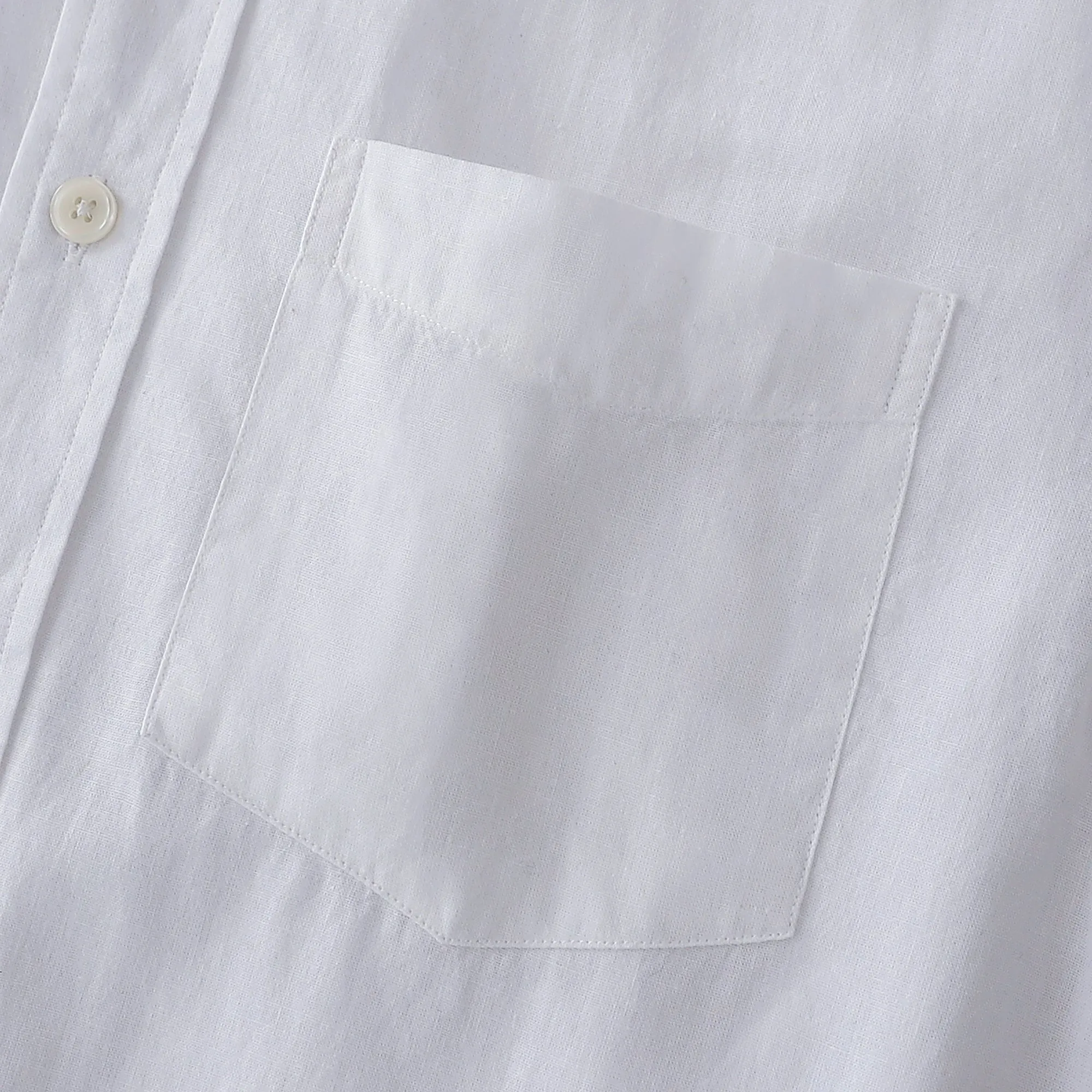 Dubinik® Pure White Mens Short Sleeve Button Down Shirts 100% Cotton Plaid Men's Casual Button-Down Shirts with Pocket#0108 sold by Dubinik product image thumbnail 4