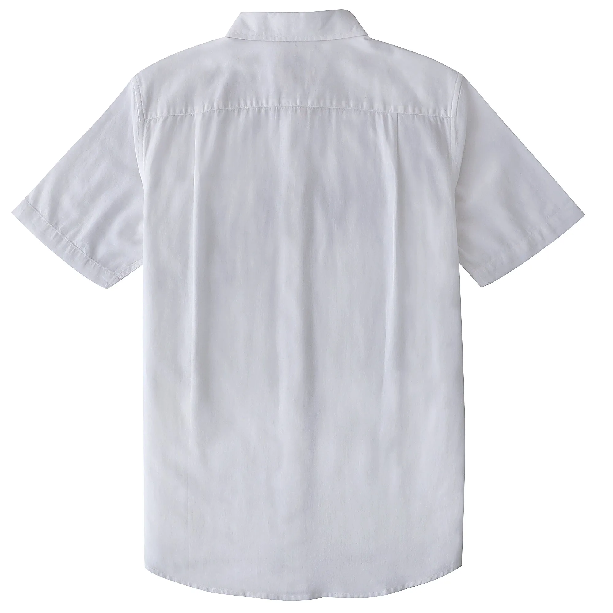 Dubinik® Pure White Mens Short Sleeve Button Down Shirts 100% Cotton Plaid Men's Casual Button-Down Shirts with Pocket#0108 sold by Dubinik product image thumbnail 2