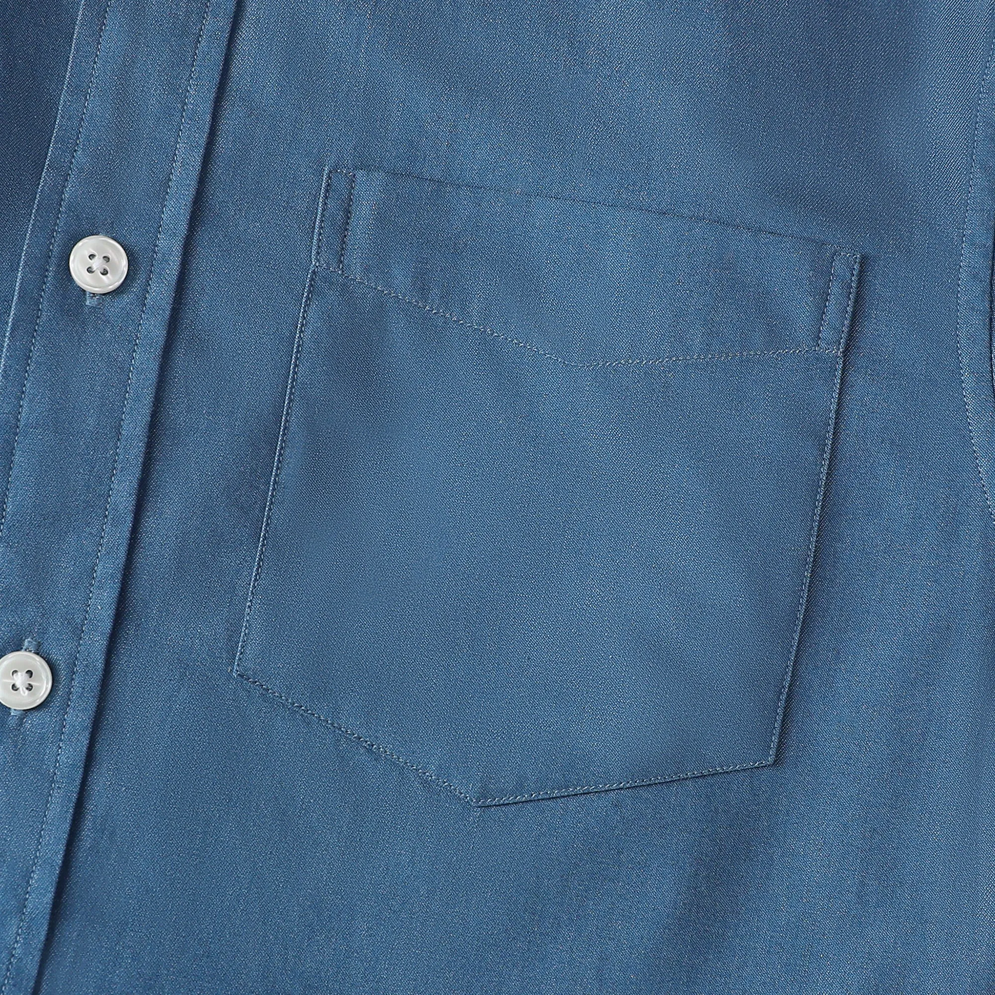 Dubinik® Denim Solid Mens Short Sleeve Button Down Shirts Summer Vintage Short Sleeve Button Down Men Lightweight Men's Casual Shirts#51034 sold by Dubinik product image thumbnail 5