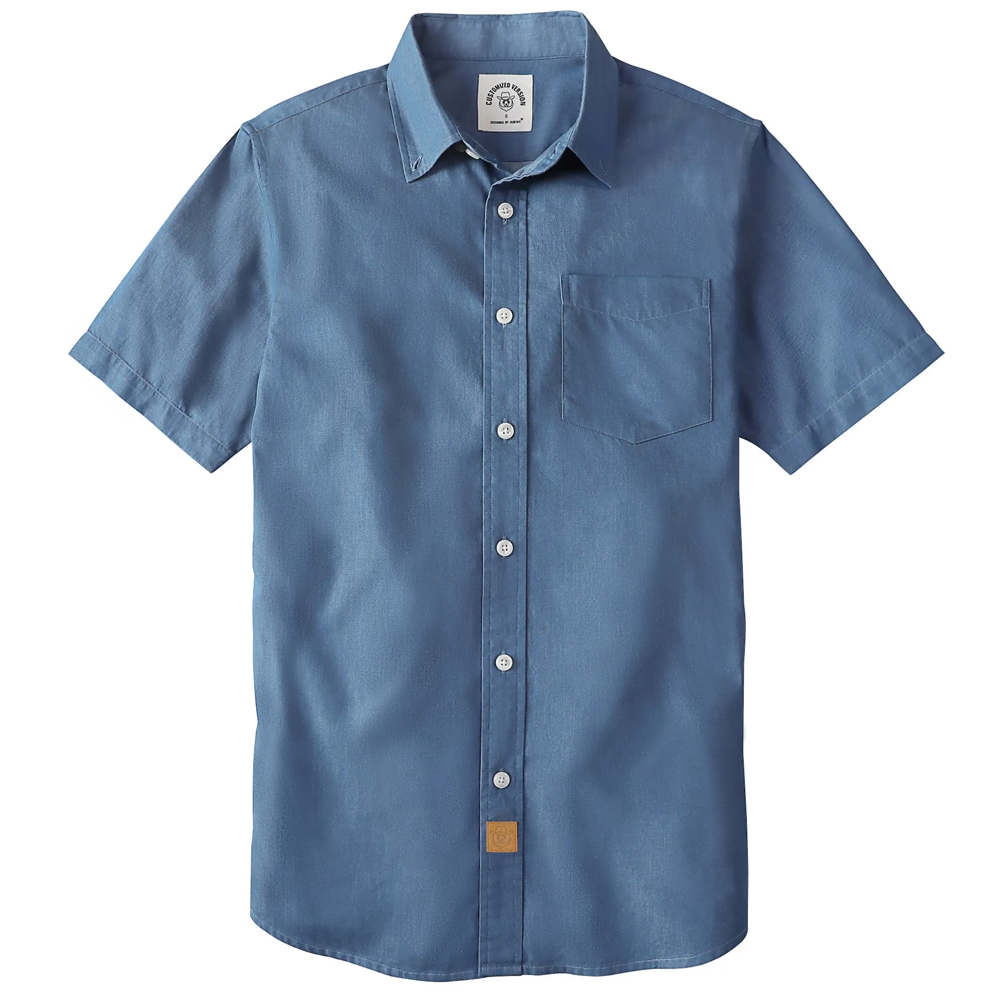 Dubinik® Denim Solid Mens Short Sleeve Button Down Shirts Summer Vintage Short Sleeve Button Down Men Lightweight Men's Casual Shirts#51034 sold by Dubinik