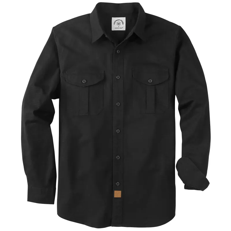 Dubinik® 6.5oz Mens Button Up Shirts Long Sleeve Casual Black Solid Shirts for Men Two Pocket Regular Fit Comfortable with Stretch Shirt#0056006 made by Dubinik