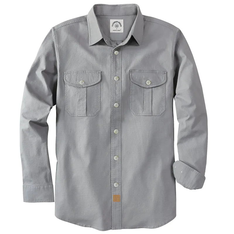 Dubinik® 6.5oz Mens Button Up Shirts Long Sleeve Casual Dark Gray Solid Shirts for Men Two Pocket Regular Fit Comfortable with Stretch Shirt#0056005 made by Dubinik