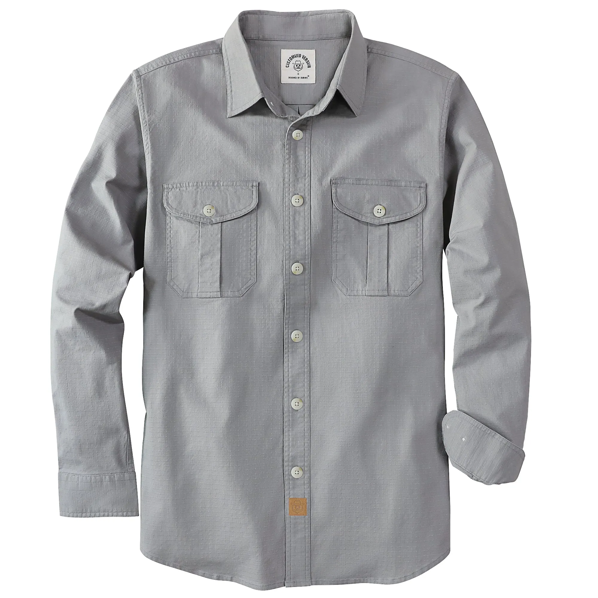 Dubinik® 6.5oz Mens Button Up Shirts Long Sleeve Casual Dark Gray Solid Shirts for Men Two Pocket Regular Fit Comfortable with Stretch Shirt#0056005 sold by Dubinik