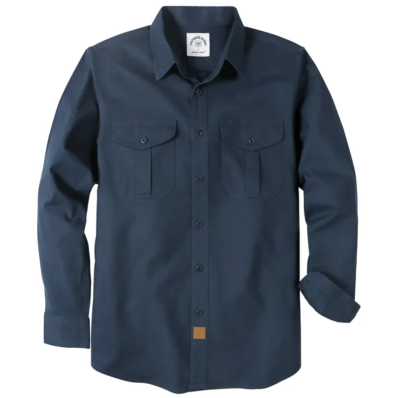 Dubinik® 6.5oz Mens Button Up Shirts Long Sleeve Casual Navy Blue Solid Shirts for Men Two Pocket Regular Fit Comfortable with Stretch Shirt#0056004 made by Dubinik