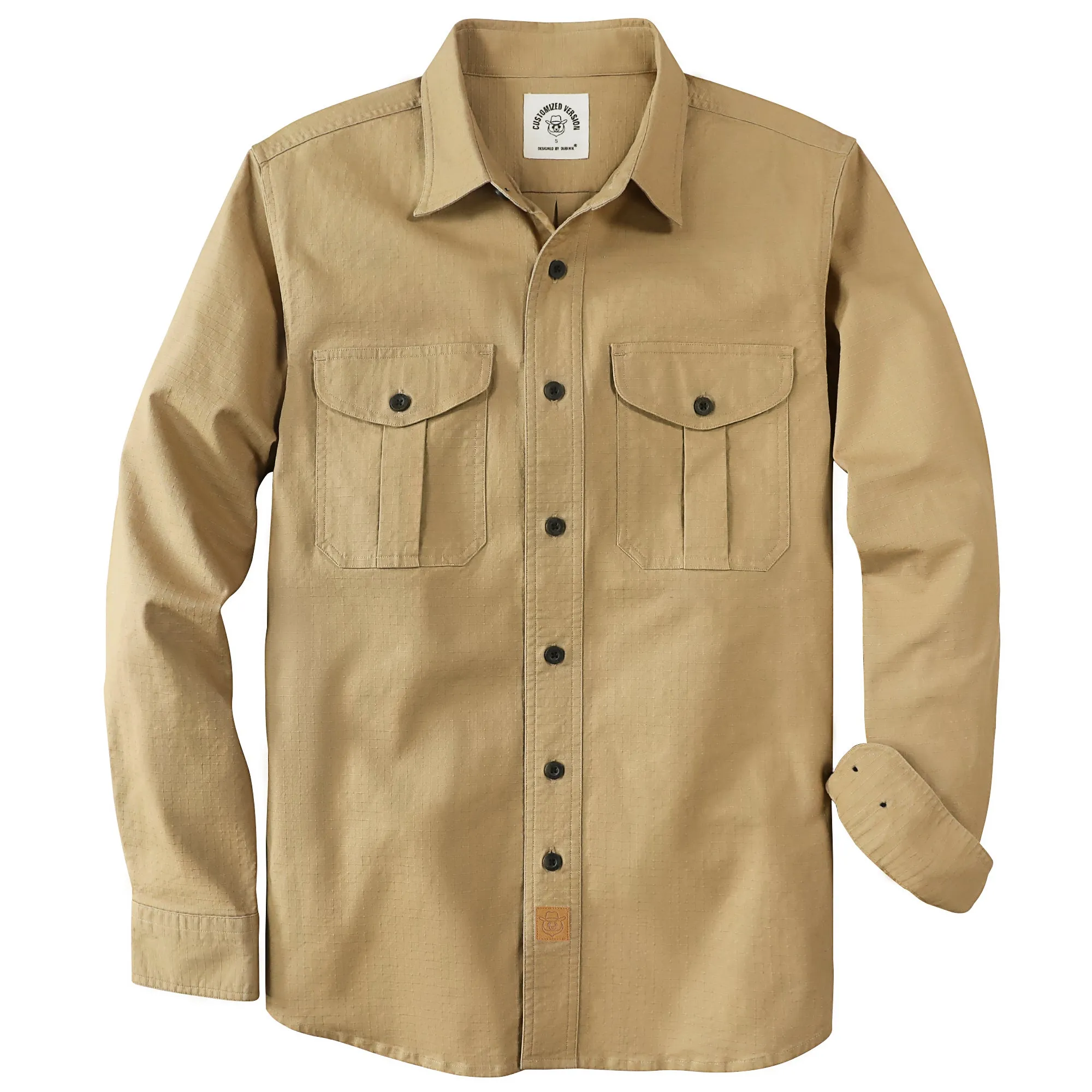 Dubinik® 6.5oz Mens Button Up Shirts Long Sleeve Casual Khaki Solid Shirts for Men Two Pocket Regular Fit Comfortable with Stretch Shirt#0056002 sold by Dubinik