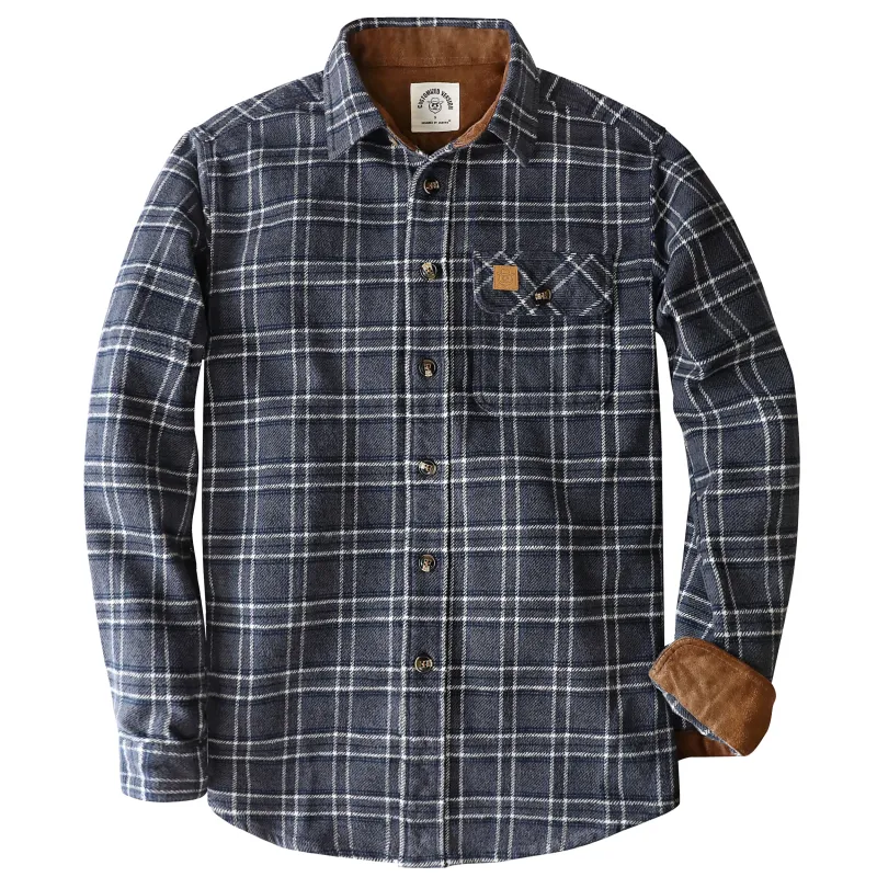 Dubinik® 10.8oz Ultra Heavyweight Flannel Shirt for Men Long Sleeve Casual Button Down Soft Pure Cotton Plaid Warm Suede Cuffs#0082013 made by Dubinik