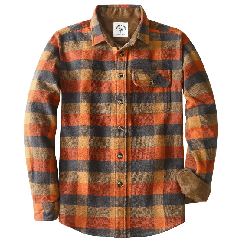 Dubinik® 10.8oz Ultra Heavyweight Flannel Shirt for Men Long Sleeve Casual Button Down Soft Pure Cotton Plaid Warm Suede Cuffs#0082011 made by Dubinik
