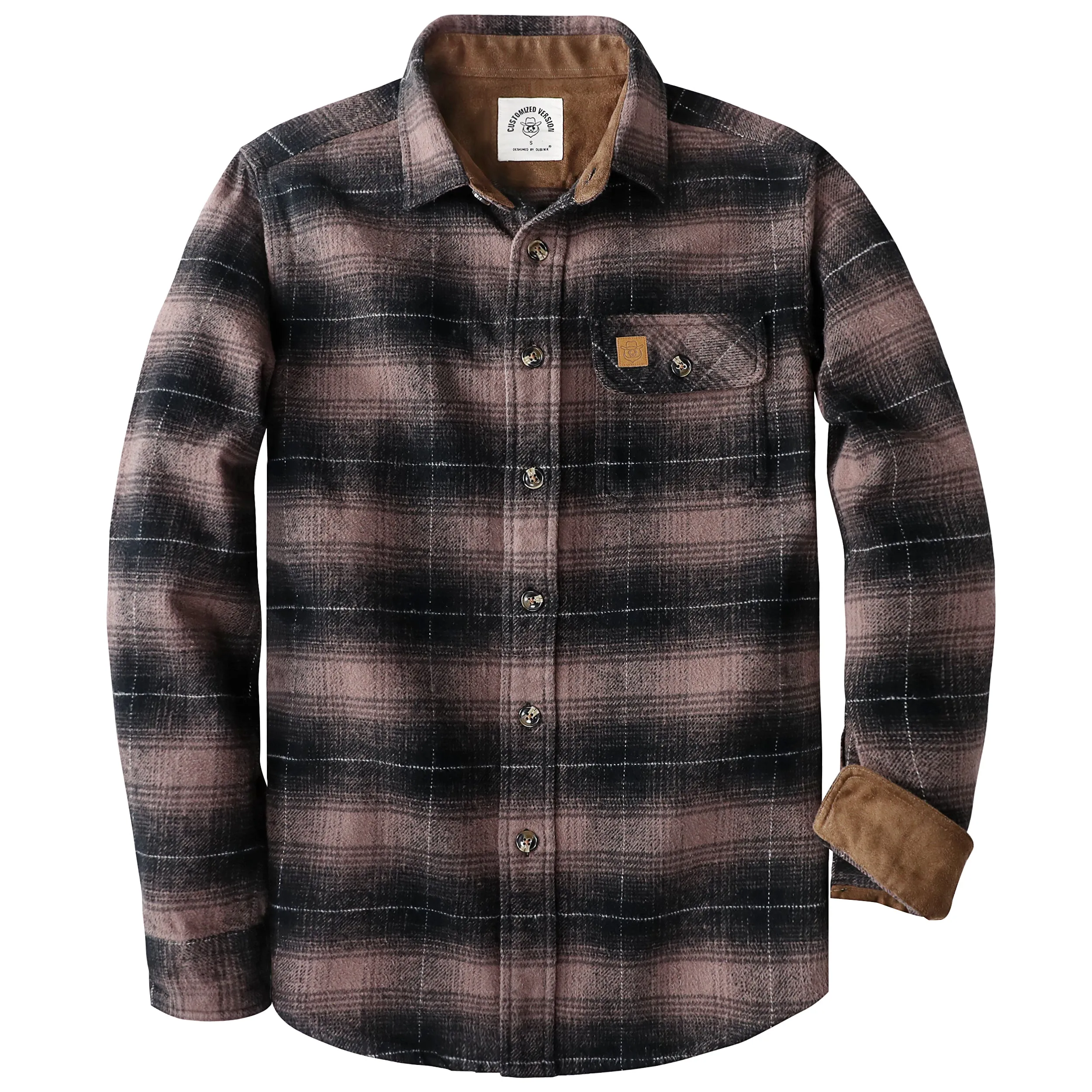 Dubinik® 10.8oz Ultra Heavyweight Flannel Shirt for Men Long Sleeve Casual Soft Pure Cotton Plaid Warm Suede Cuffs#0082009 sold by Dubinik