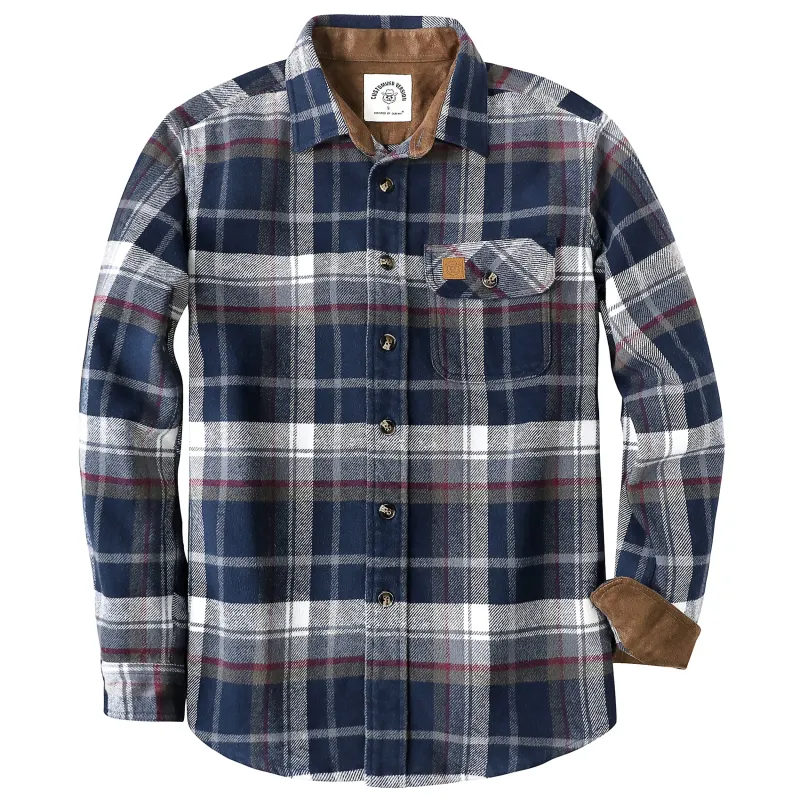 Dubinik® 10.8oz Ultra Heavyweight Flannel Shirt for Men Long Sleeve Casual Button Down Soft Pure Cotton Plaid Warm Suede Cuffs#0082004 made by Dubinik
