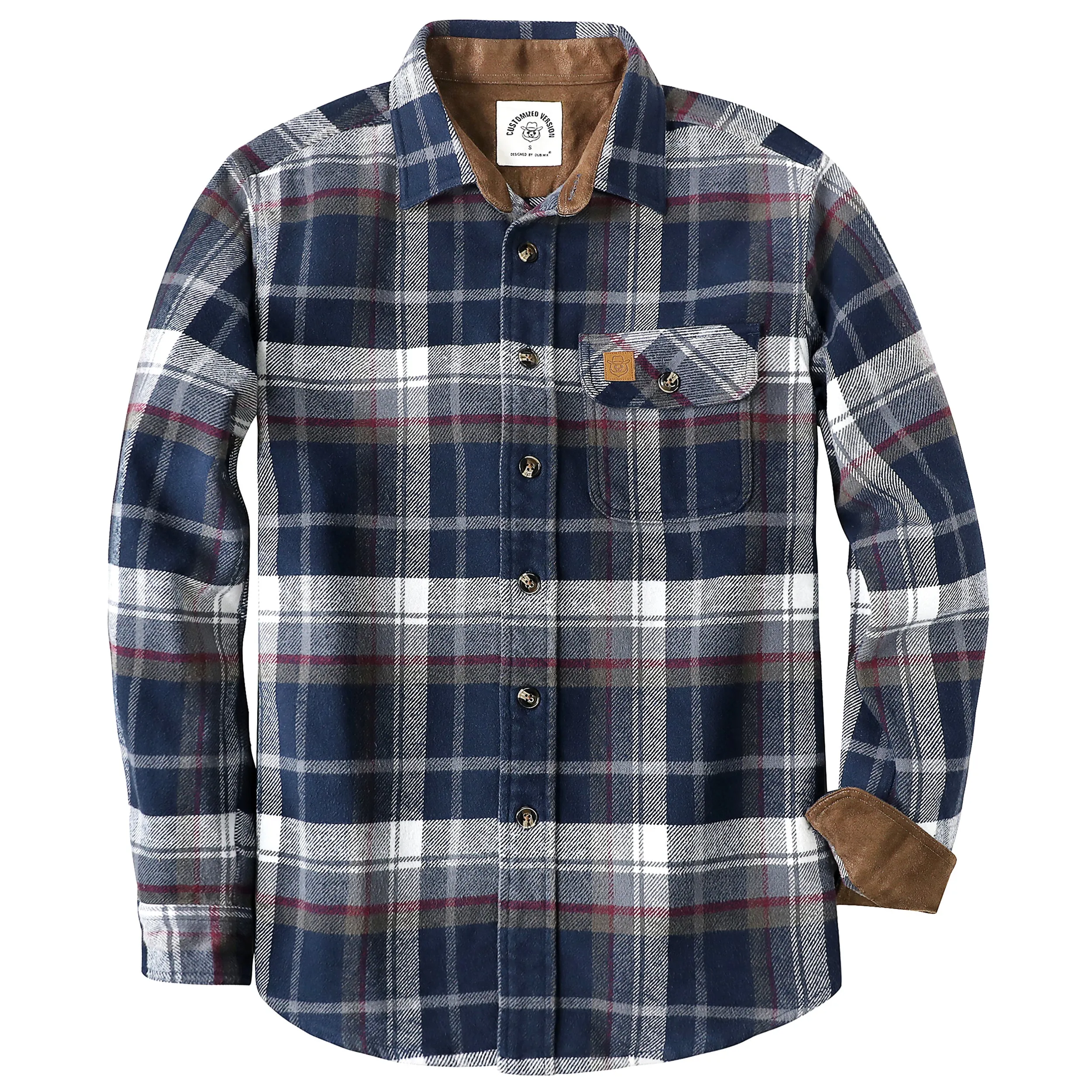 Dubinik® 10.8oz Ultra Heavyweight Flannel Shirt for Men Long Sleeve Casual Button Down Soft Pure Cotton Plaid Warm Suede Cuffs#0082004 sold by Dubinik