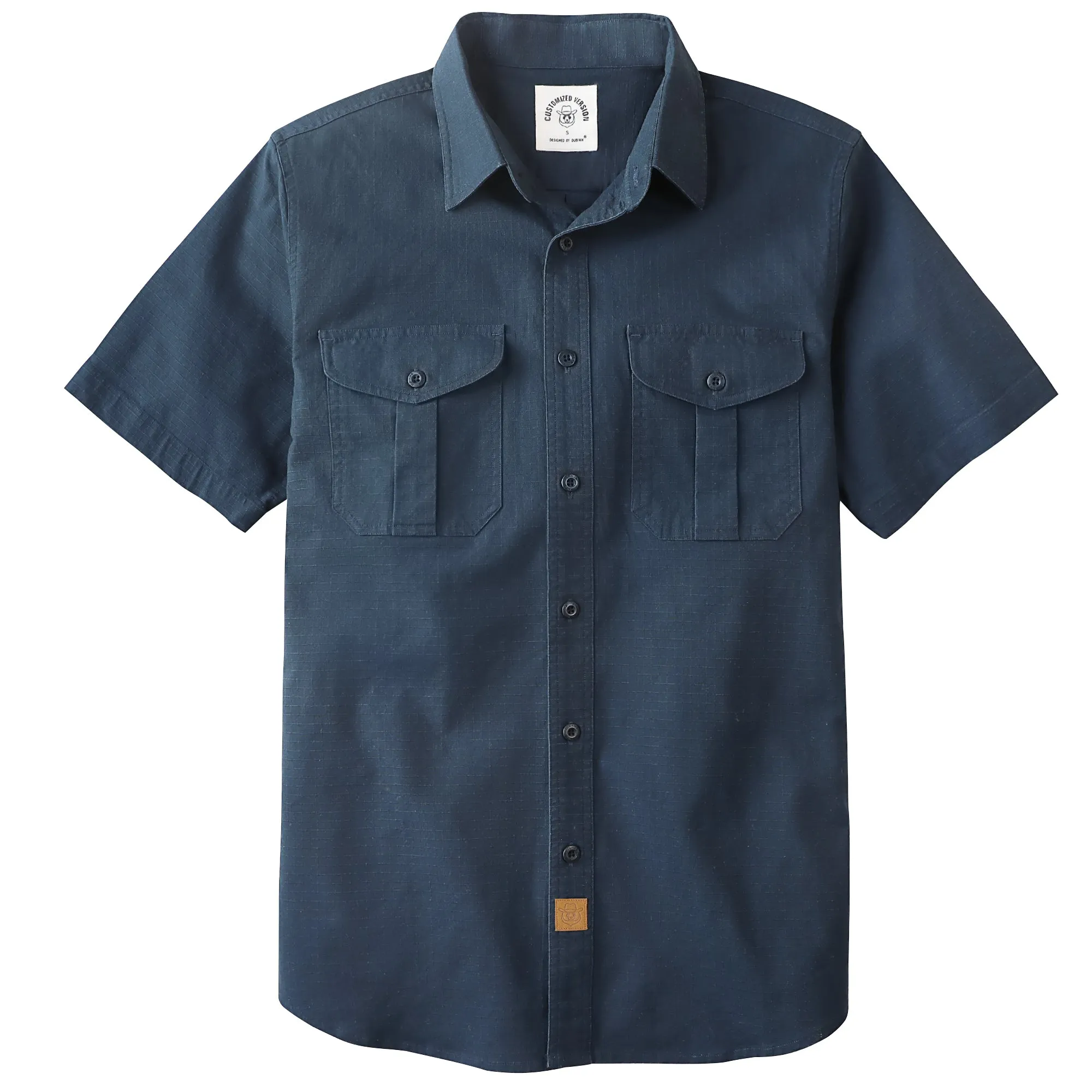 Dubinik® Mens Short Sleeve Button Down Shirts Two Pocket Vintage Mens Work Shirt Navy Blue Cotton Mens Shirts Casual with Stretch#0055007 sold by Dubinik