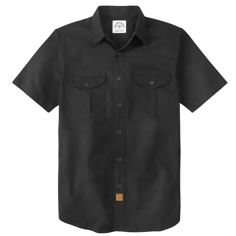 Dubinik® Mens Short Sleeve Button Down Shirts Two Pocket Vintage Mens Work Shirt Black Cotton Mens Shirts Casual with Stretch#0055001 made by Dubinik